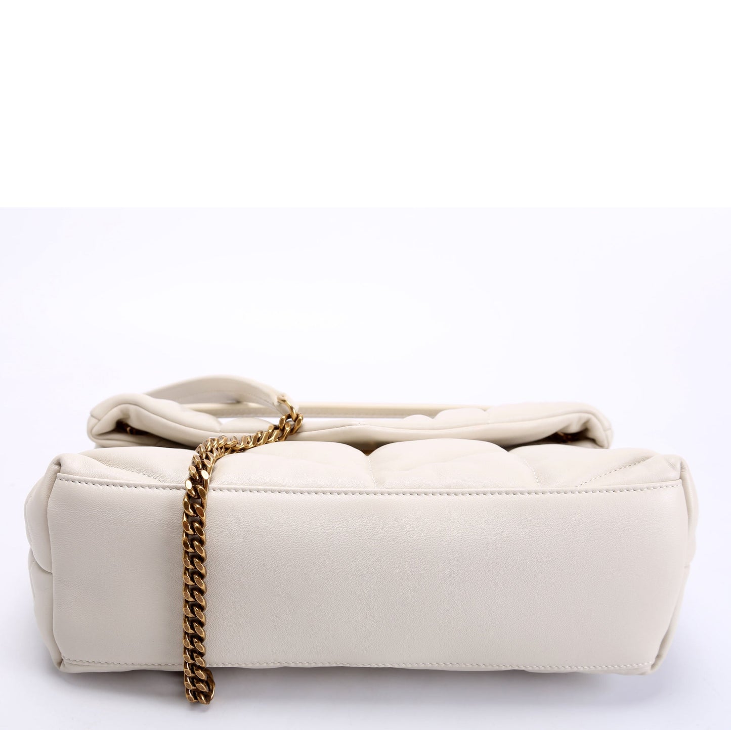 Saint Laurent Puffer Quilted Small Lambskin 577476 Cream Bag