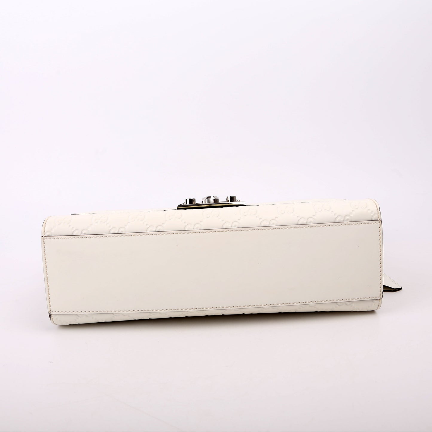Gucci 409486 Padlock GG Leather Shoulder Medium White Bag
