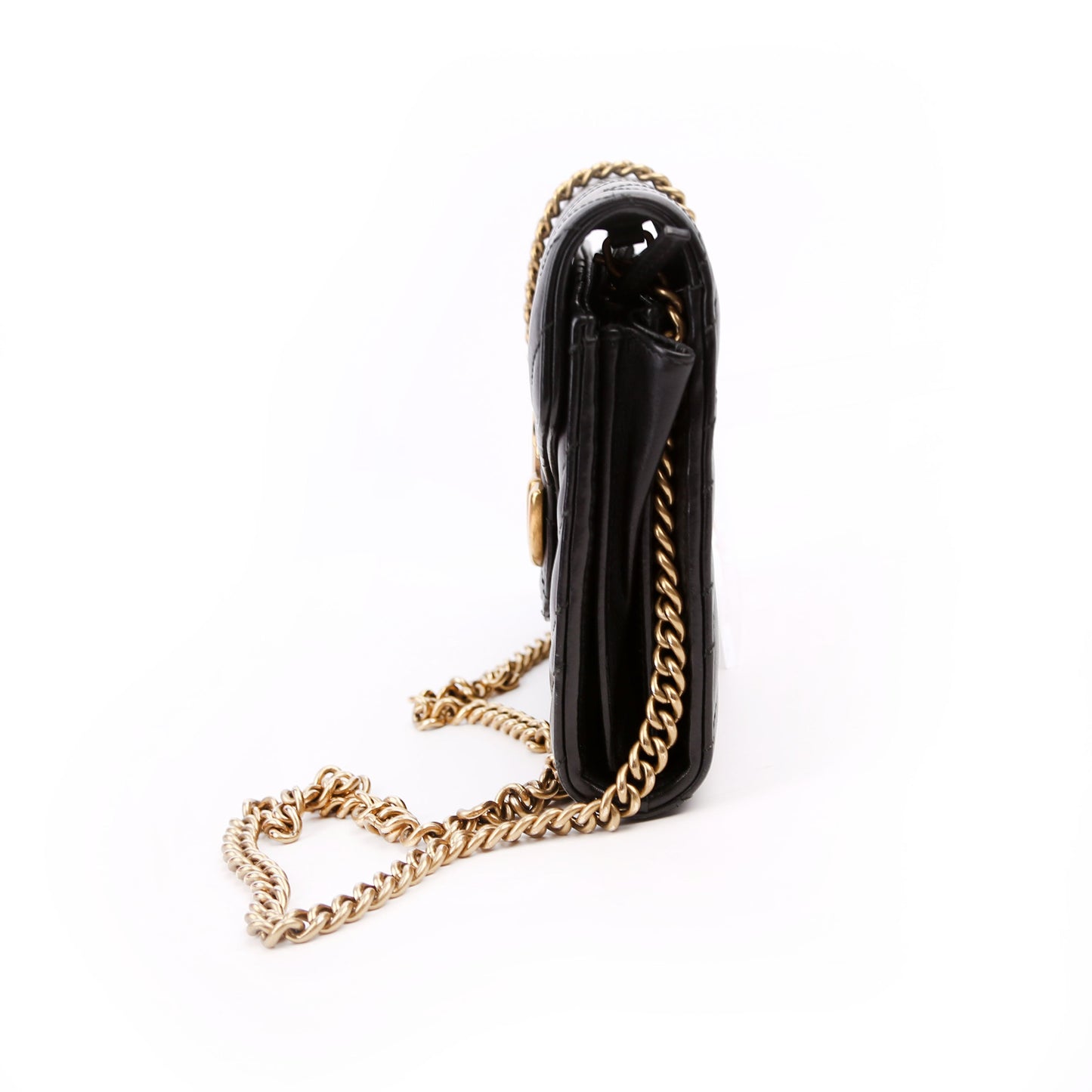 Gucci 474575 Marmont Chain Wallet Black Bag