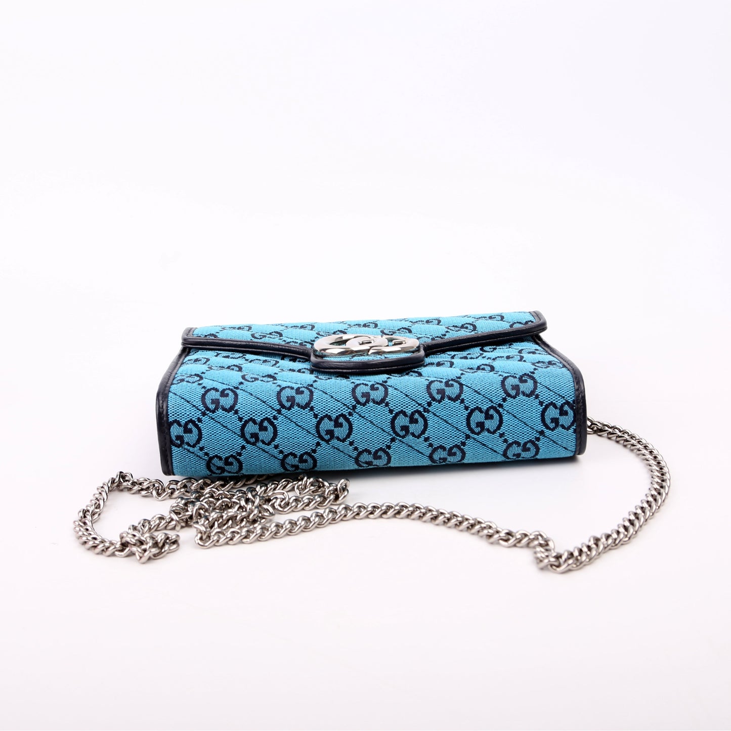 Gucci 474575 Marmont Chain Wallet Blue Bag