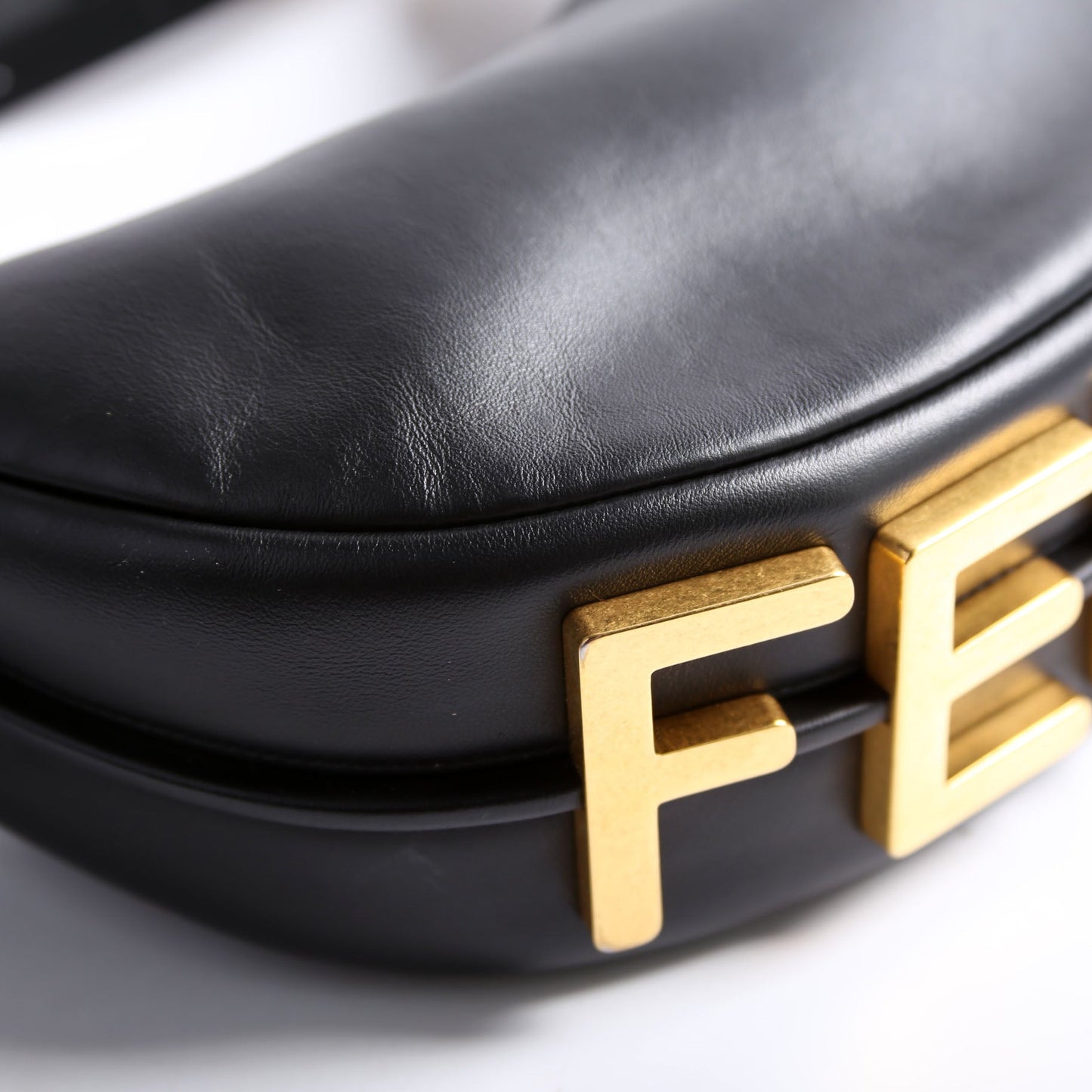 Fendi 8BR798graphy Small Leather Hobo Black Bag