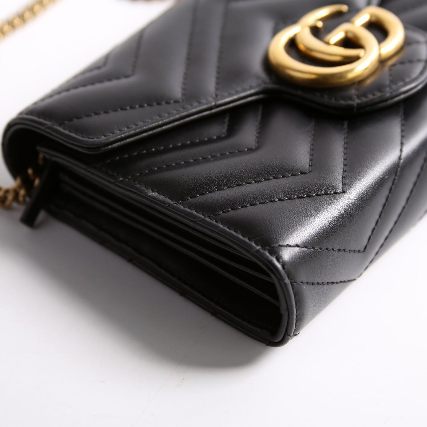 Gucci 474575 Marmont Chain Wallet Black Bag