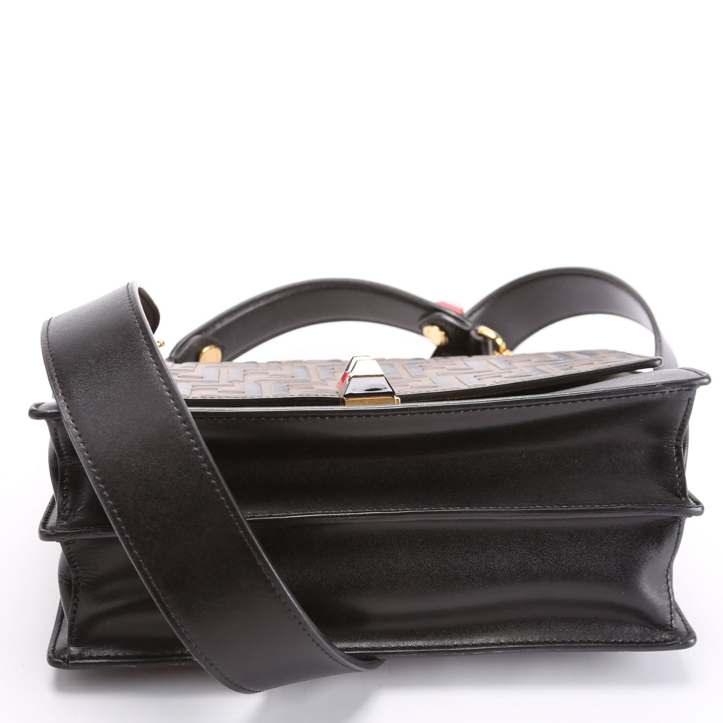 Fendi 8BT283 Kan I FF Leather Shoulder Bag