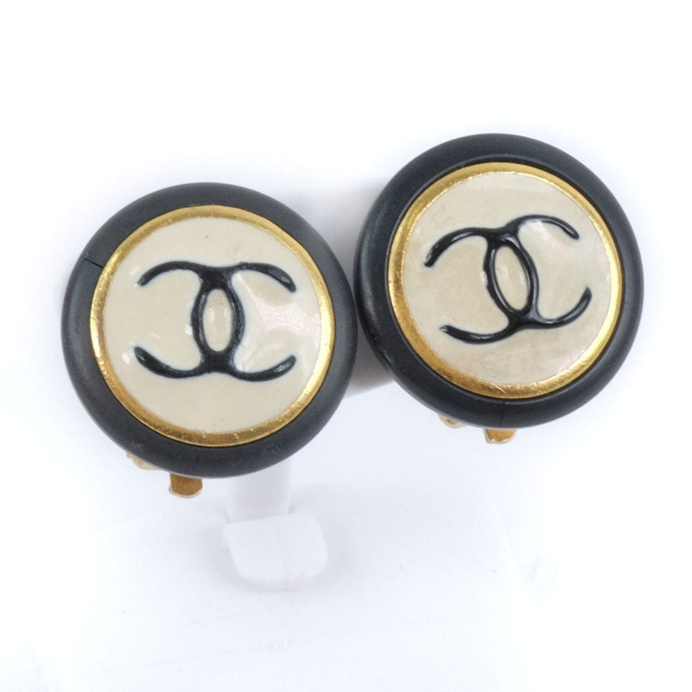 Chanel Chanel Coco Mark Earring Black 97P 6.5g Coco Mark