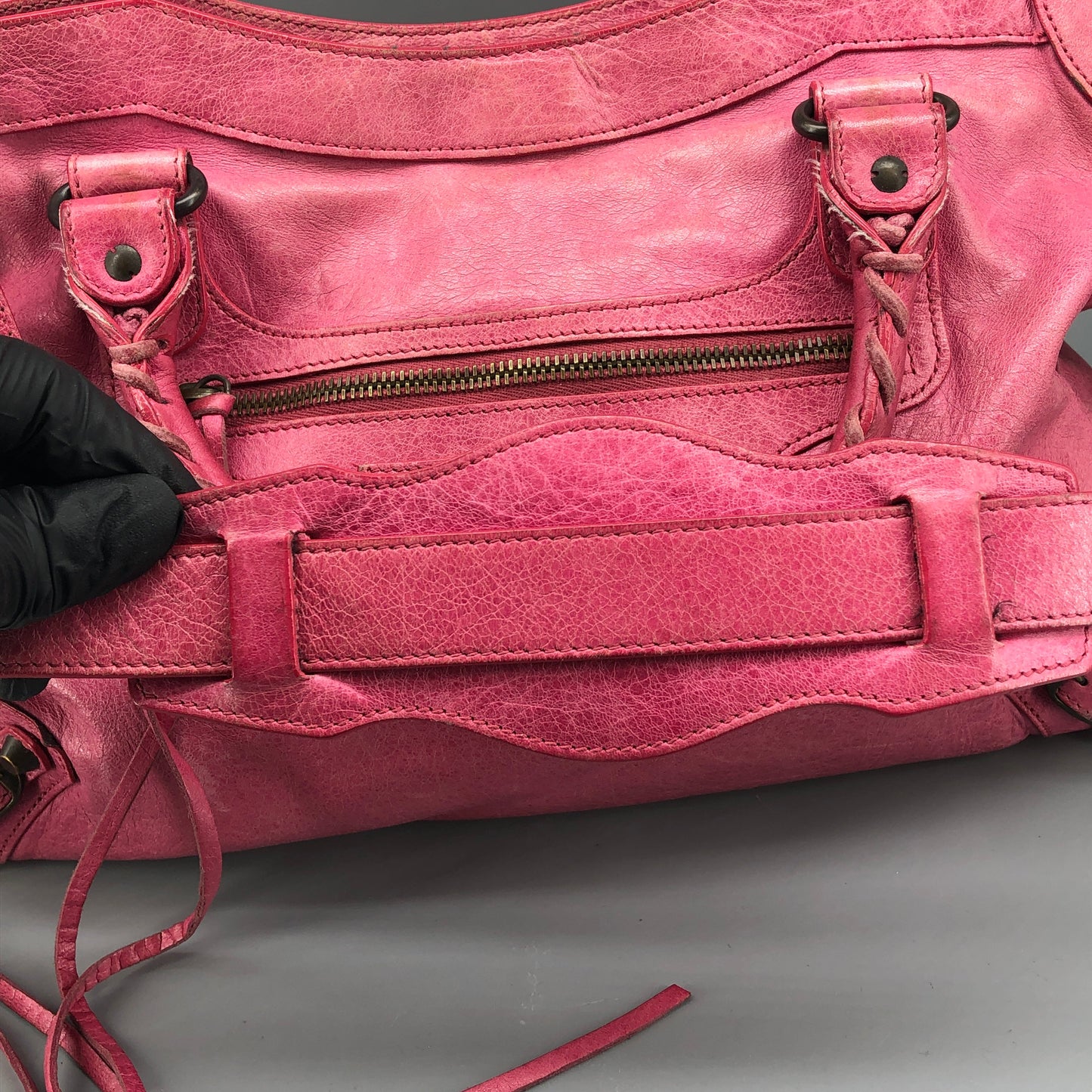 Balenciaga Pink Distressed Leather City Handbag Shoulder Bag