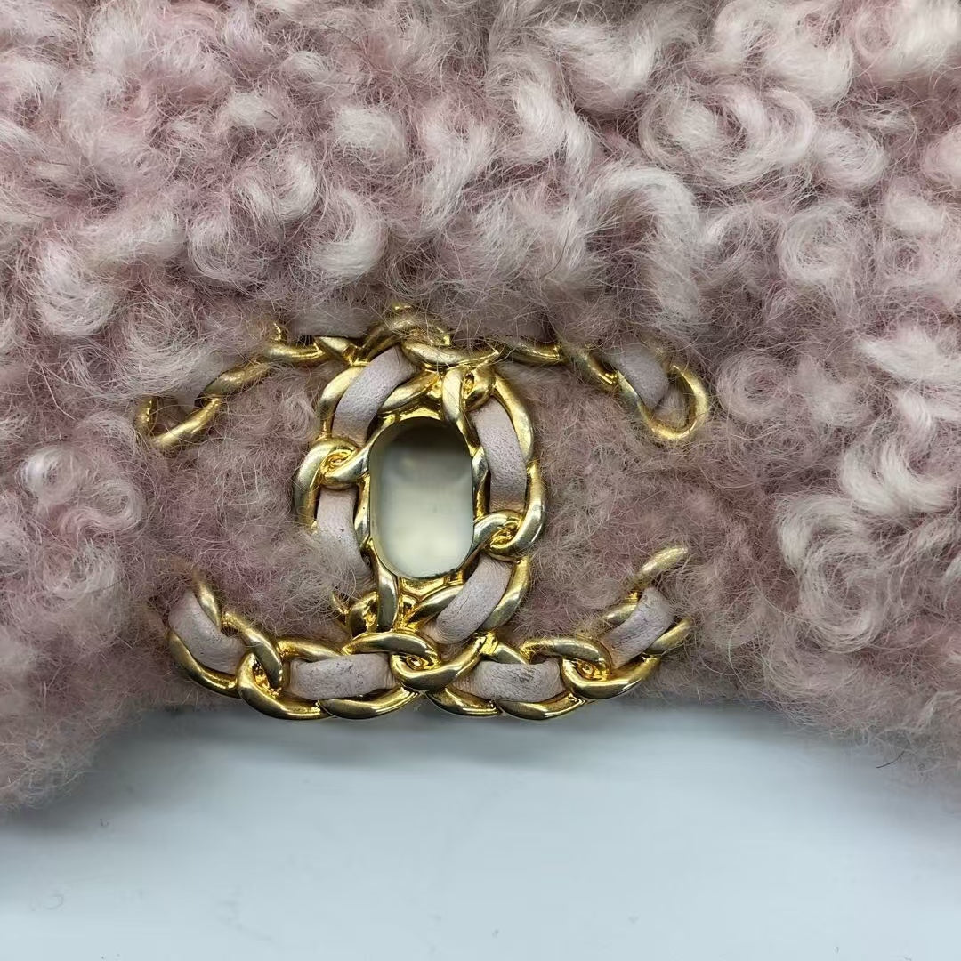 Chanel 19 Bag 2021 Small Pink Shearling Flap Bag