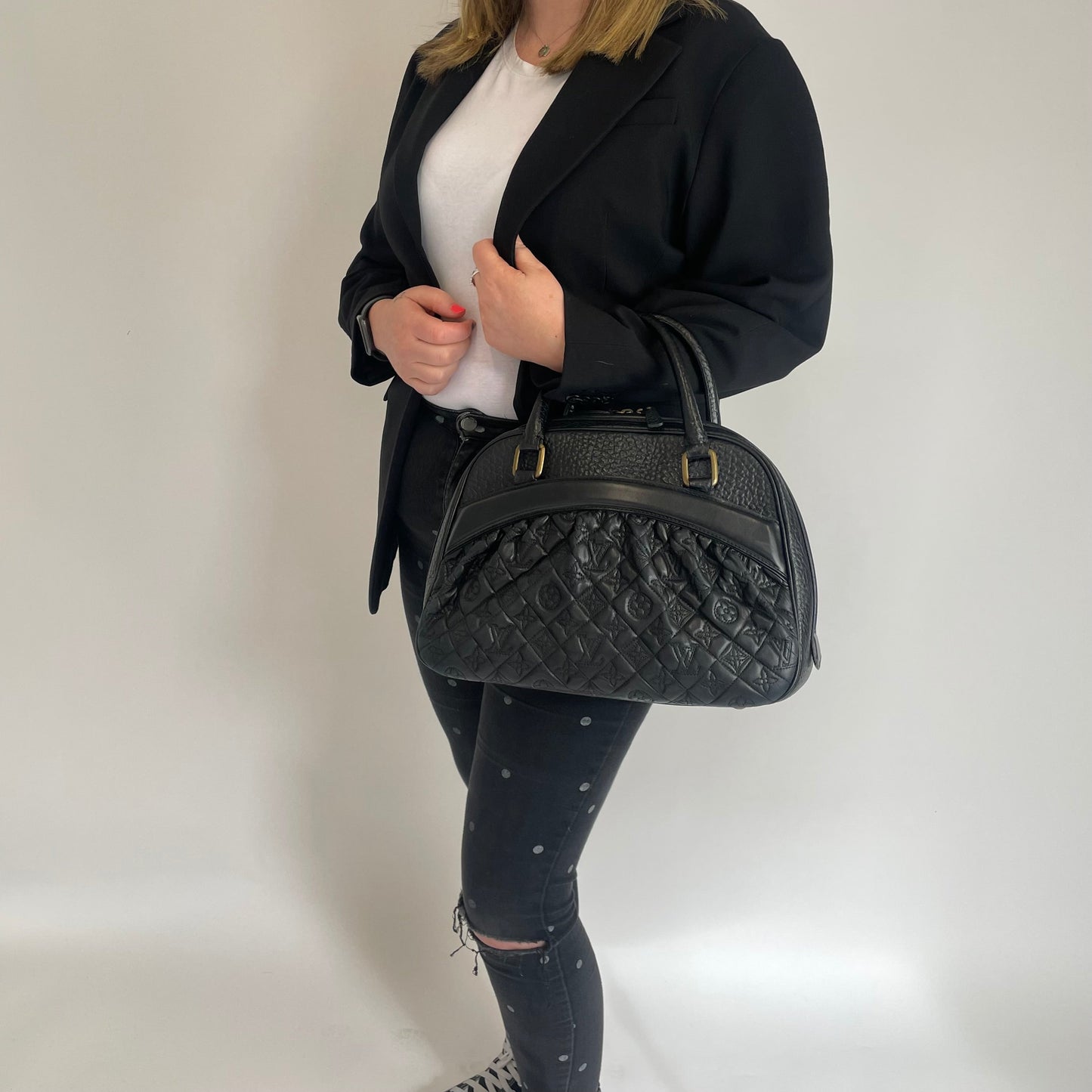 Louis Vuitton Mizi Vienna Quilted Monogram Top Handle Black