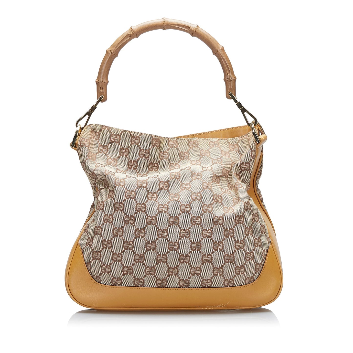 Gucci Bamboo Leather Canvas Satchel