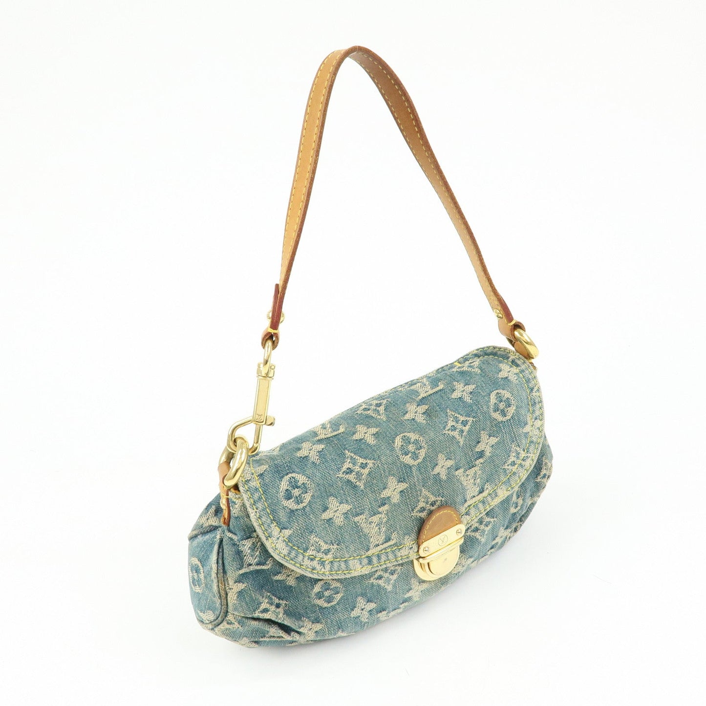 Louis Vuitton Monogram Denim Mini Pleaty Shoulder Bag Blue M95050