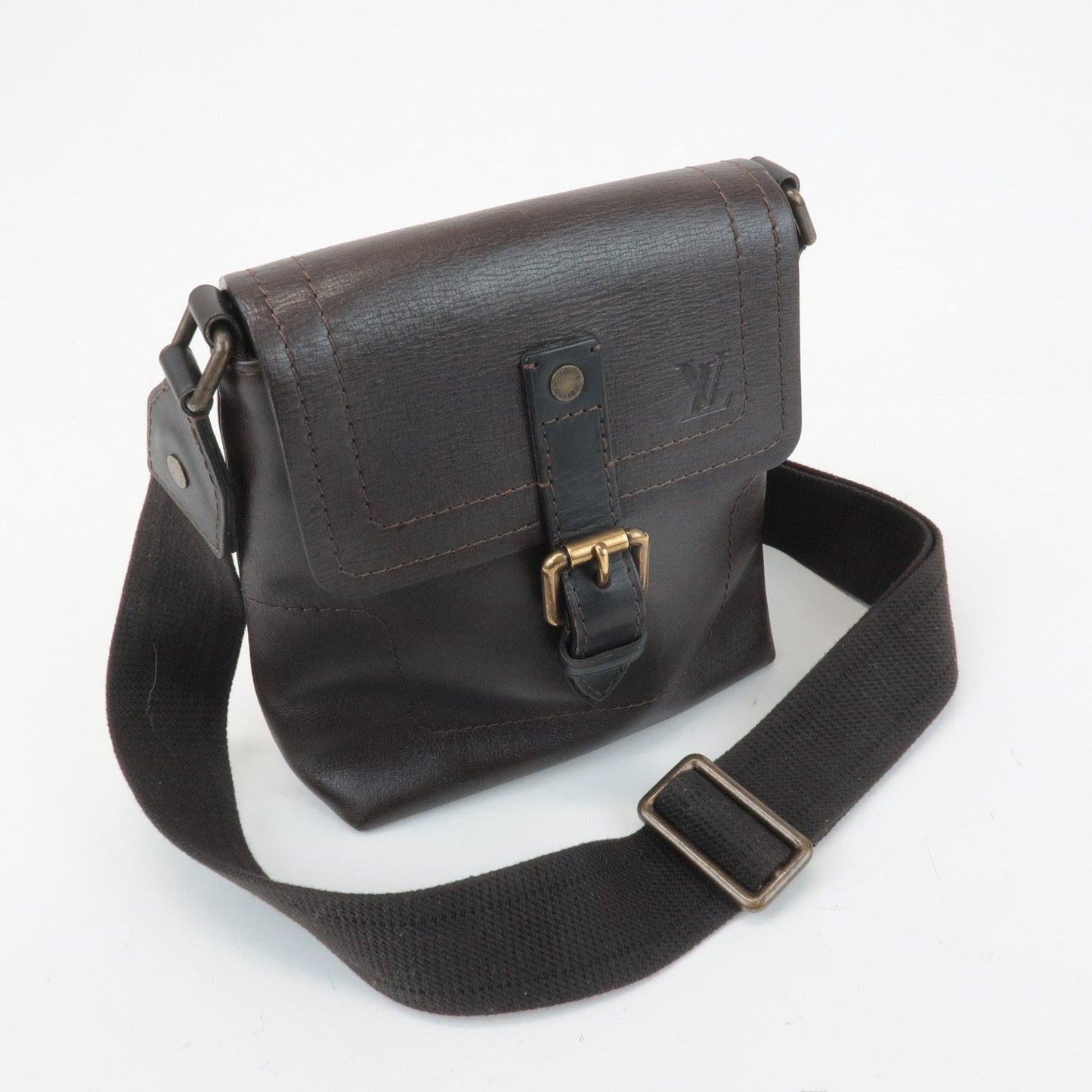 Louis Vuitton Utah Calf Leather Shoulder Bag Crossbody Bag Cafe M92995
