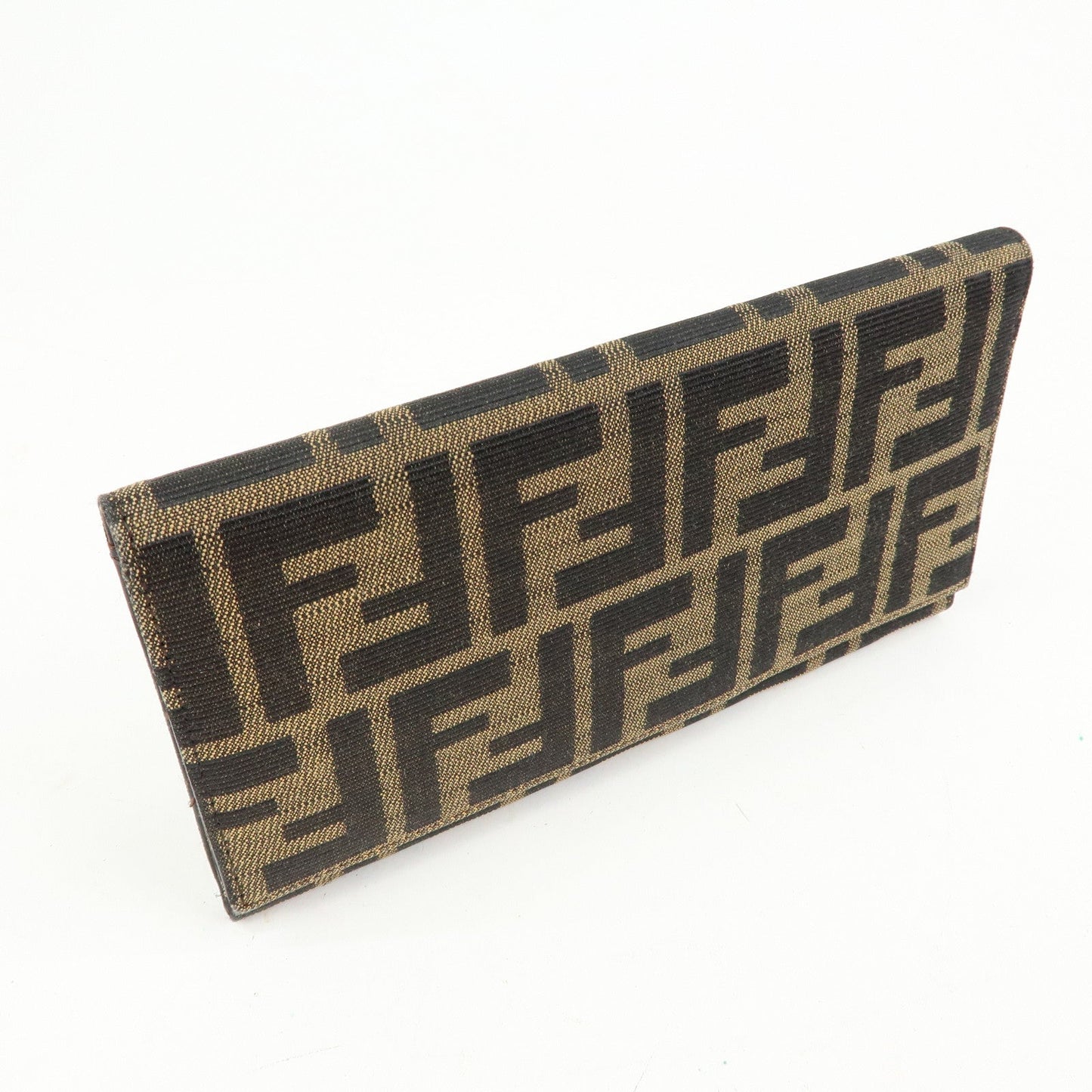FENDI Zucca Canvas Bi-fold Long Wallet Black Brown 8M0009