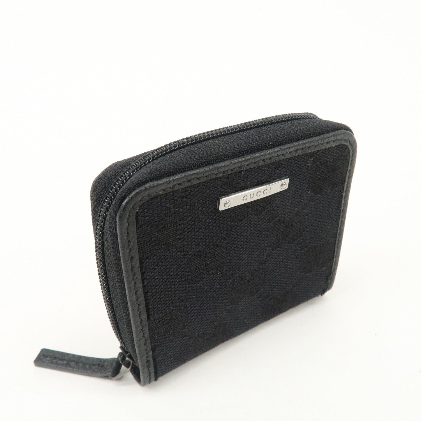 GUCCI GG Canvas Leather Coin Case Coin Purse Black 115255