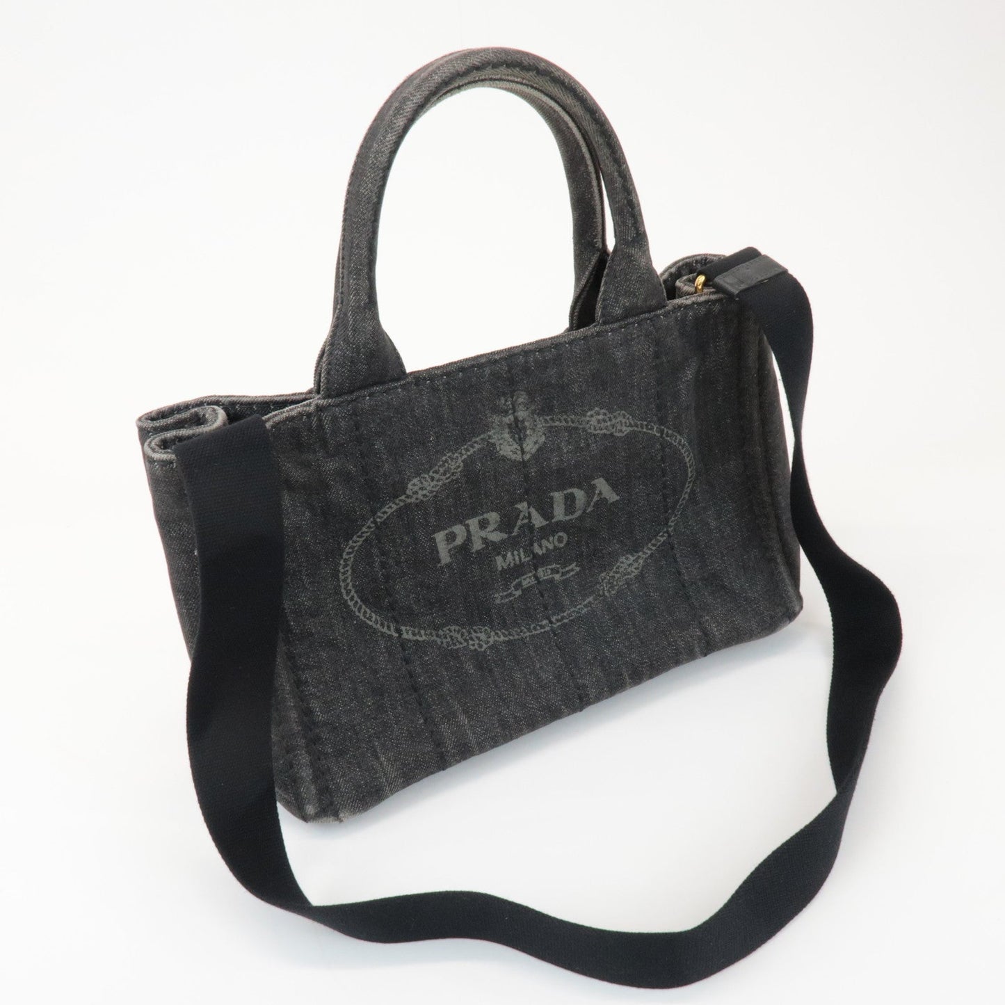 PRADA Canapa Mini 2Way Bag Hand Shoulder Bag Black B2439G