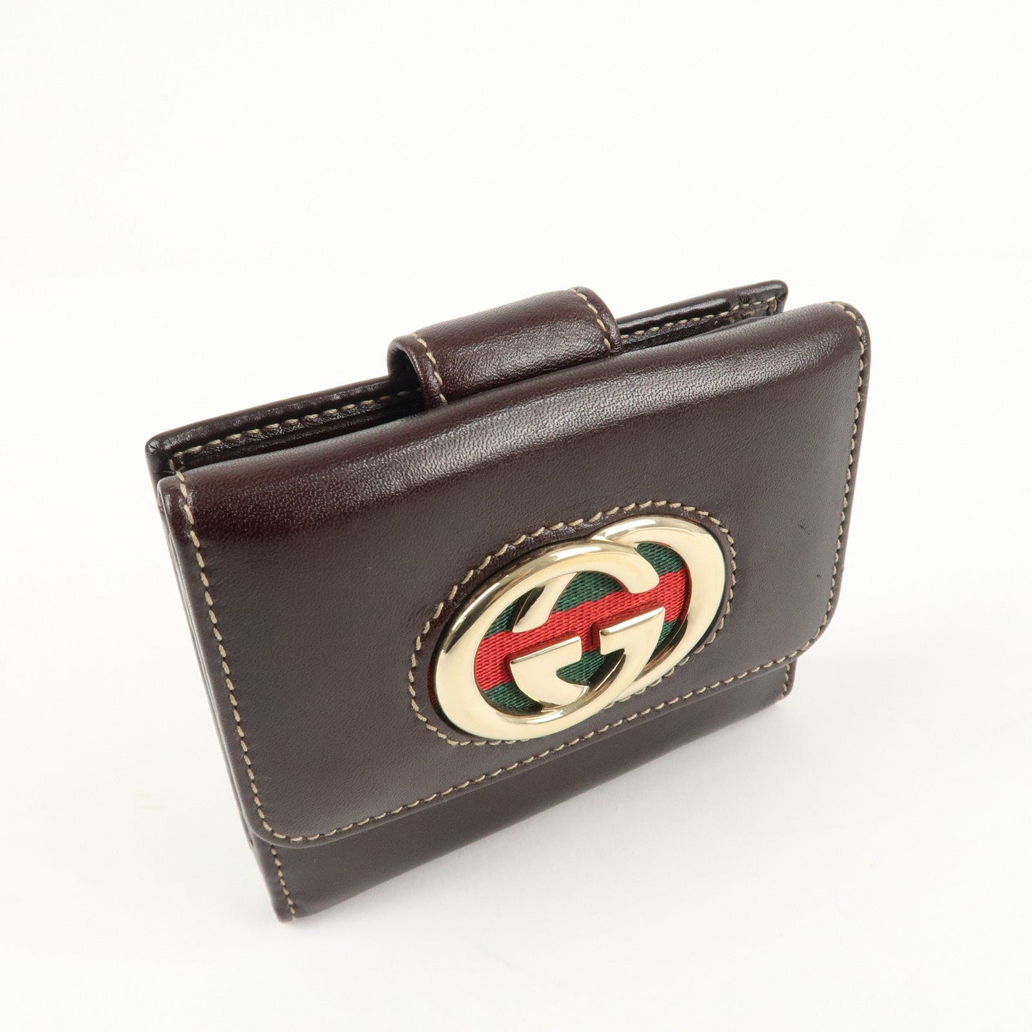 GUCCI Interlocking G Sherry Double Hook Bi-Fold Wallet 162760