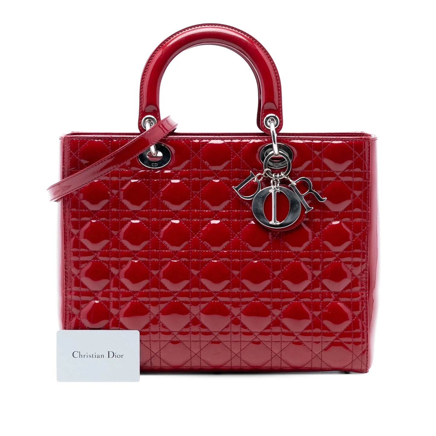 Red Dior Large Patent Cannage Lady Dior Satchel