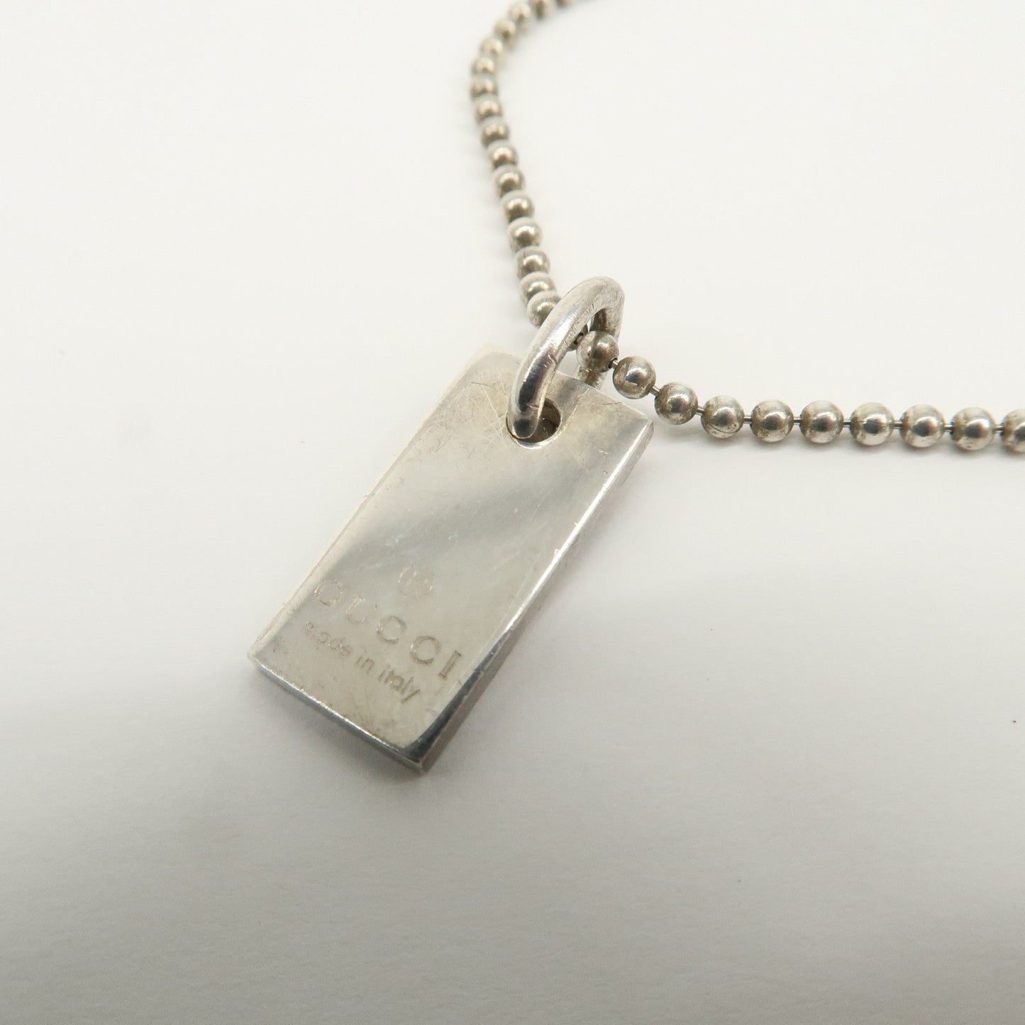GUCCI Ball Chain Rectangle Charm Bracelet SV925 Silver