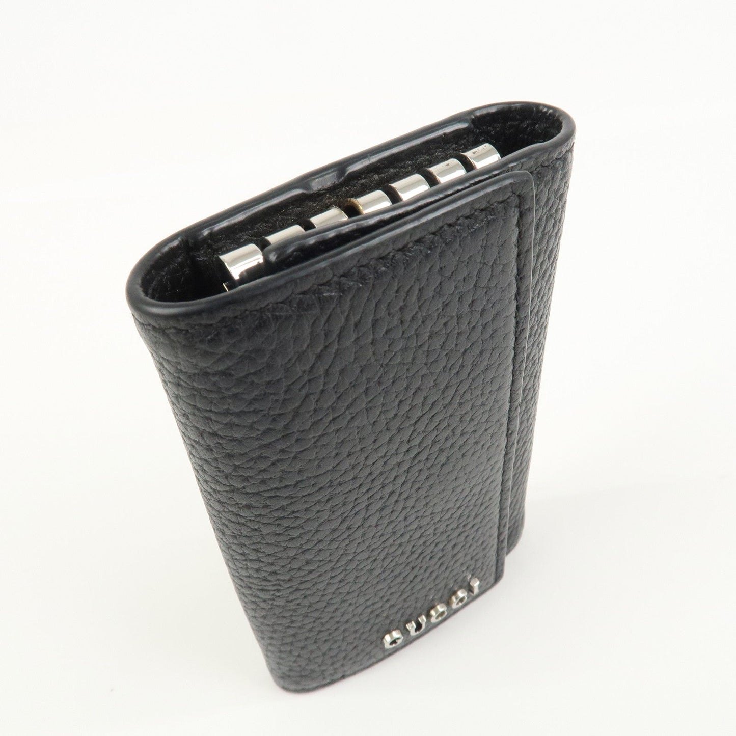 GUCCI Logo Leather 6 Rings Key Case Key Holder Black 771156