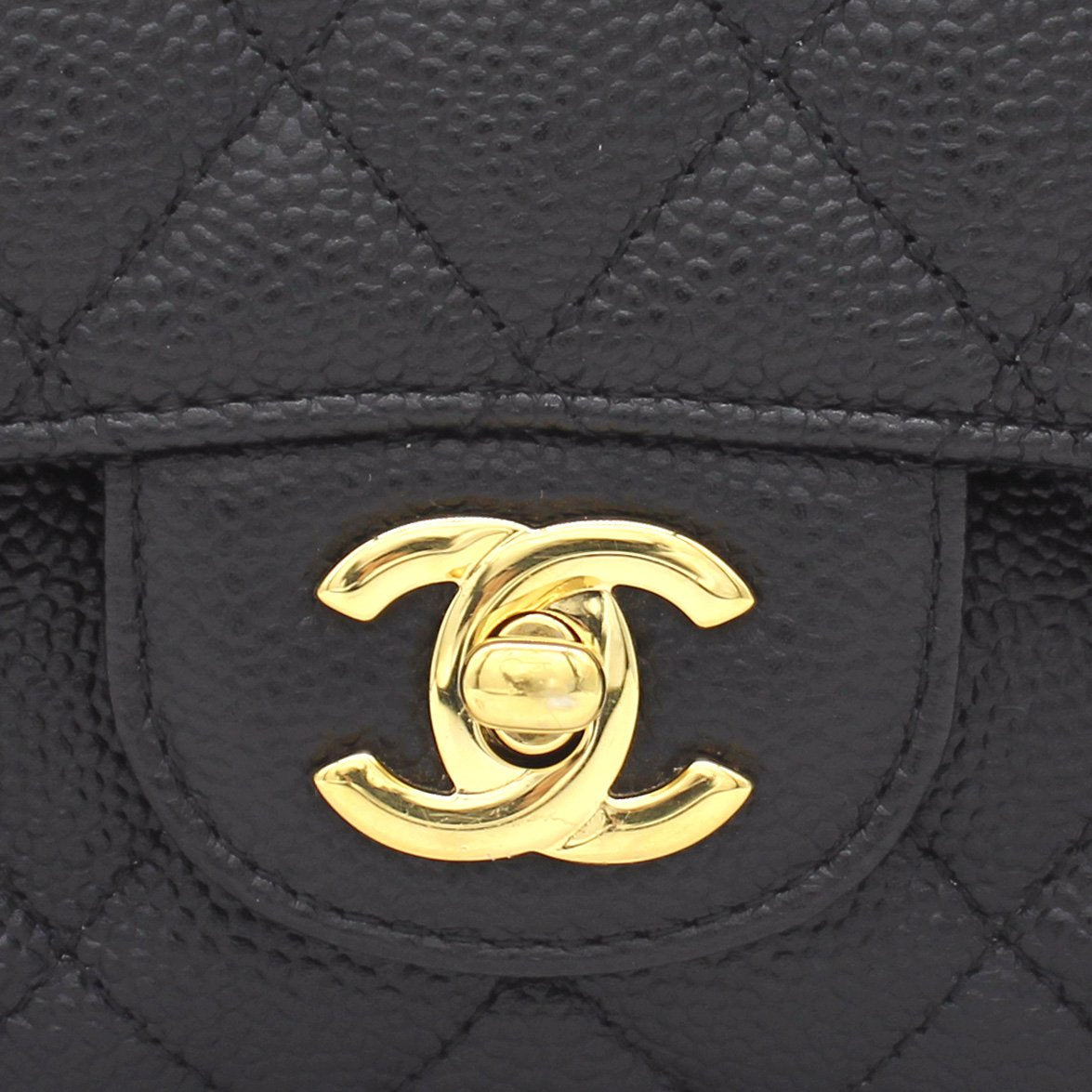 Chanel Black Quilted Caviar Leather Classic Double Flap Bag