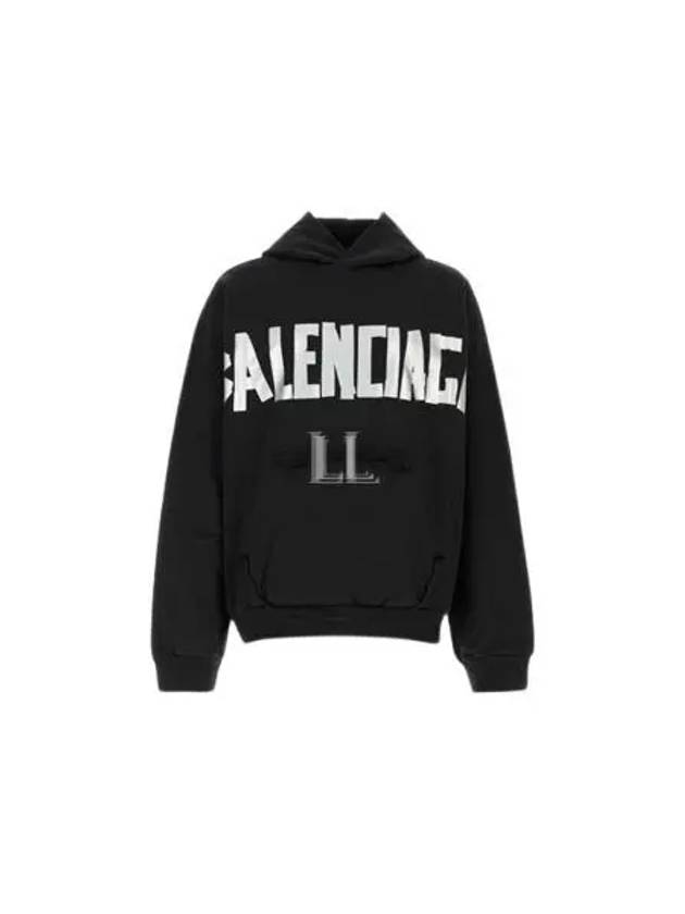 Luxury Balenciaga Trending 2026 Logo Tape Cotton Hoodie Black