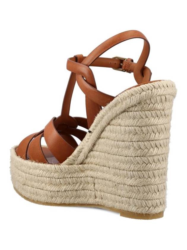 Luxury Saint Laurent Trending 2025 Tribute Espadrille Wedge Heel Brown