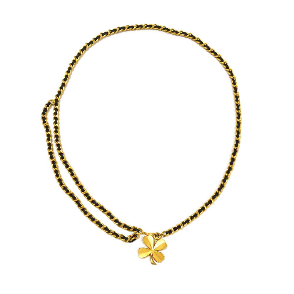 CHANEL Chain Belt 95P Clover Leather GP G Dress Mini
