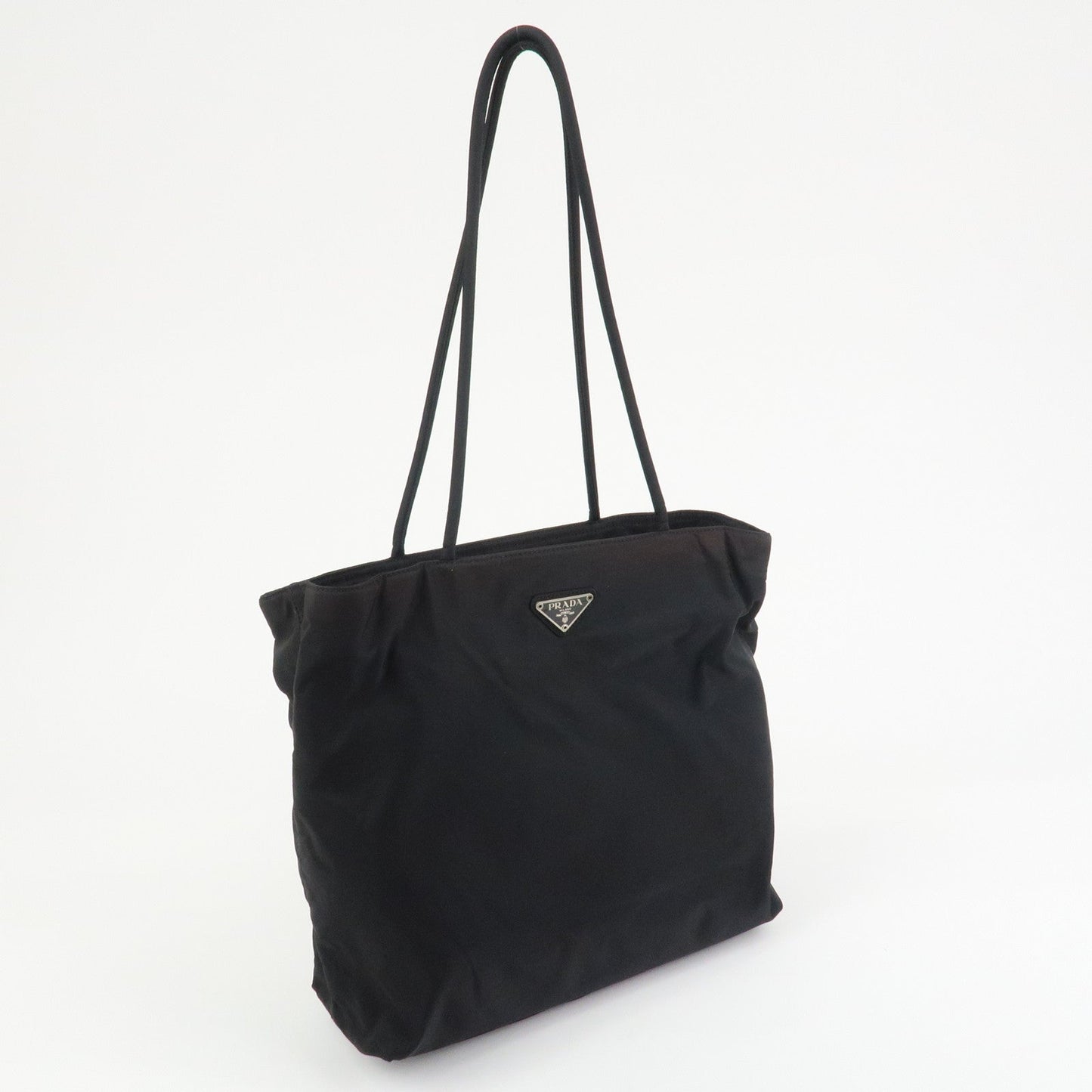 PRADA Triangle Logo Nylon Hand Bag Shoulder Bag Black H5692