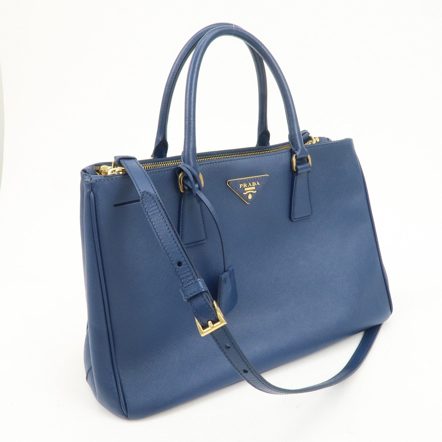 PRADA Triangle Logo Saffiano Leather 2Way Bag Shoulder Bag Blue