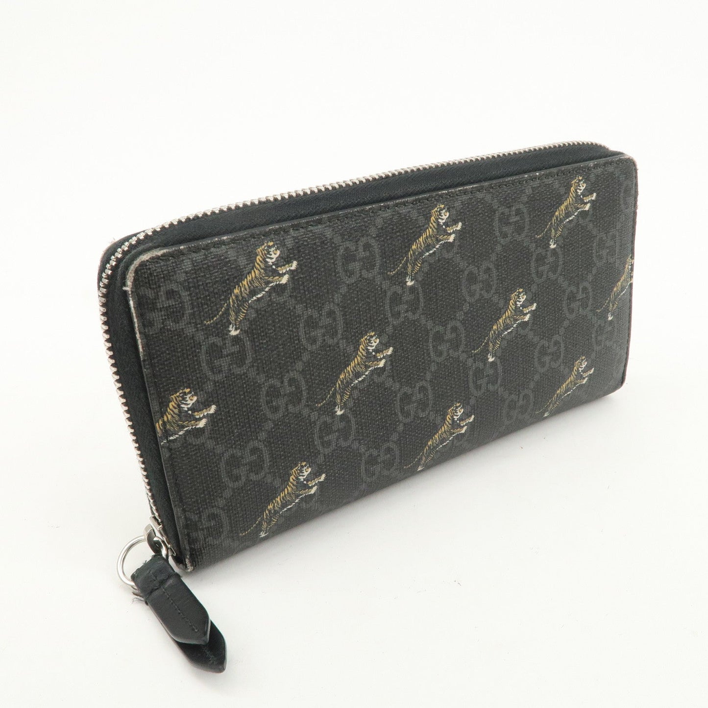GUCCI Tiger Motif GG Supreme PVC Leather Round Zippy Wallet 575135