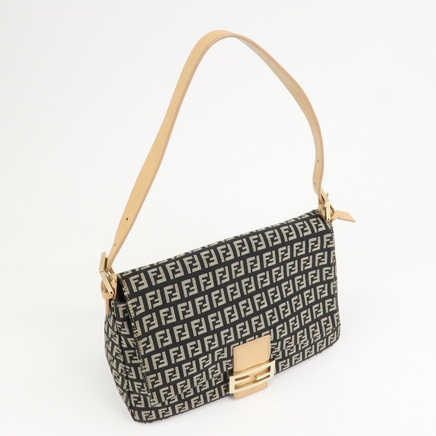 FENDI Mamma Baguette Canvas Leather Shoulder Bag 8BR001
