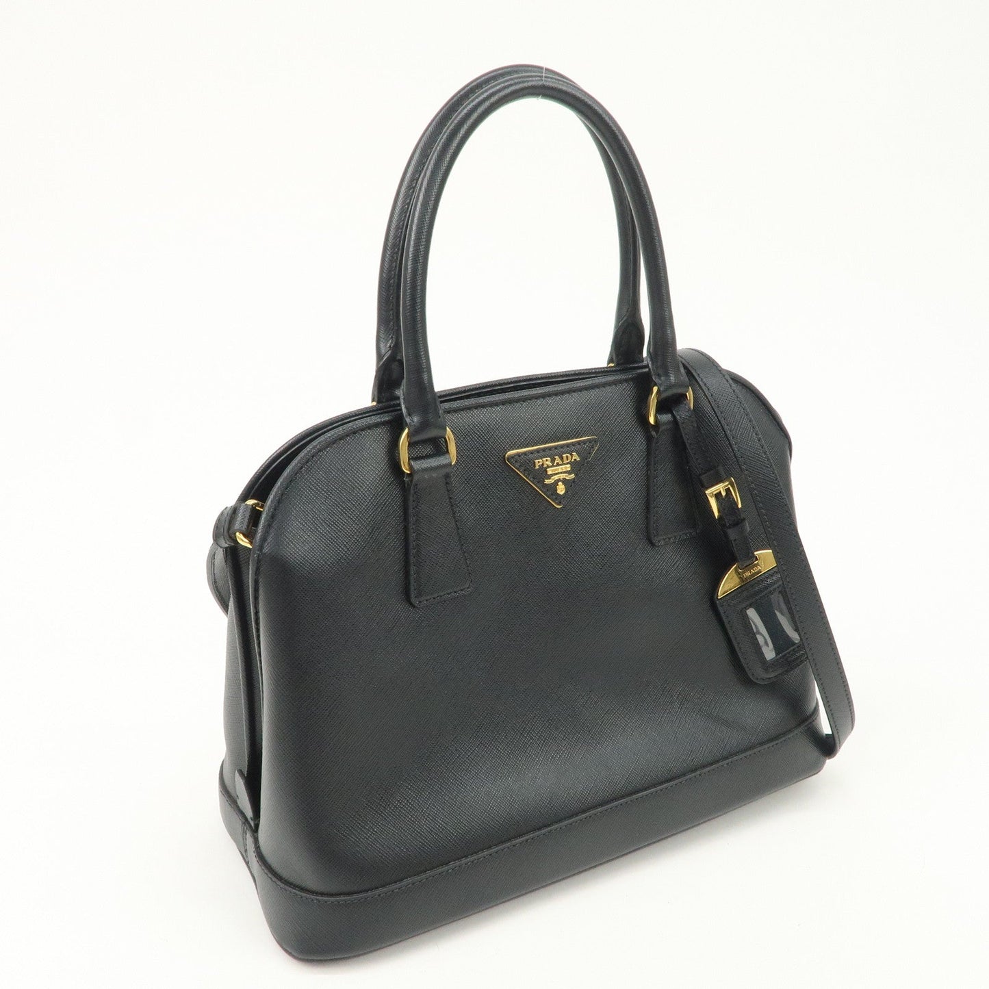 PRADA Saffiano Leather Triangle Logo 2WAY Bag Hand Bag Black BN2567