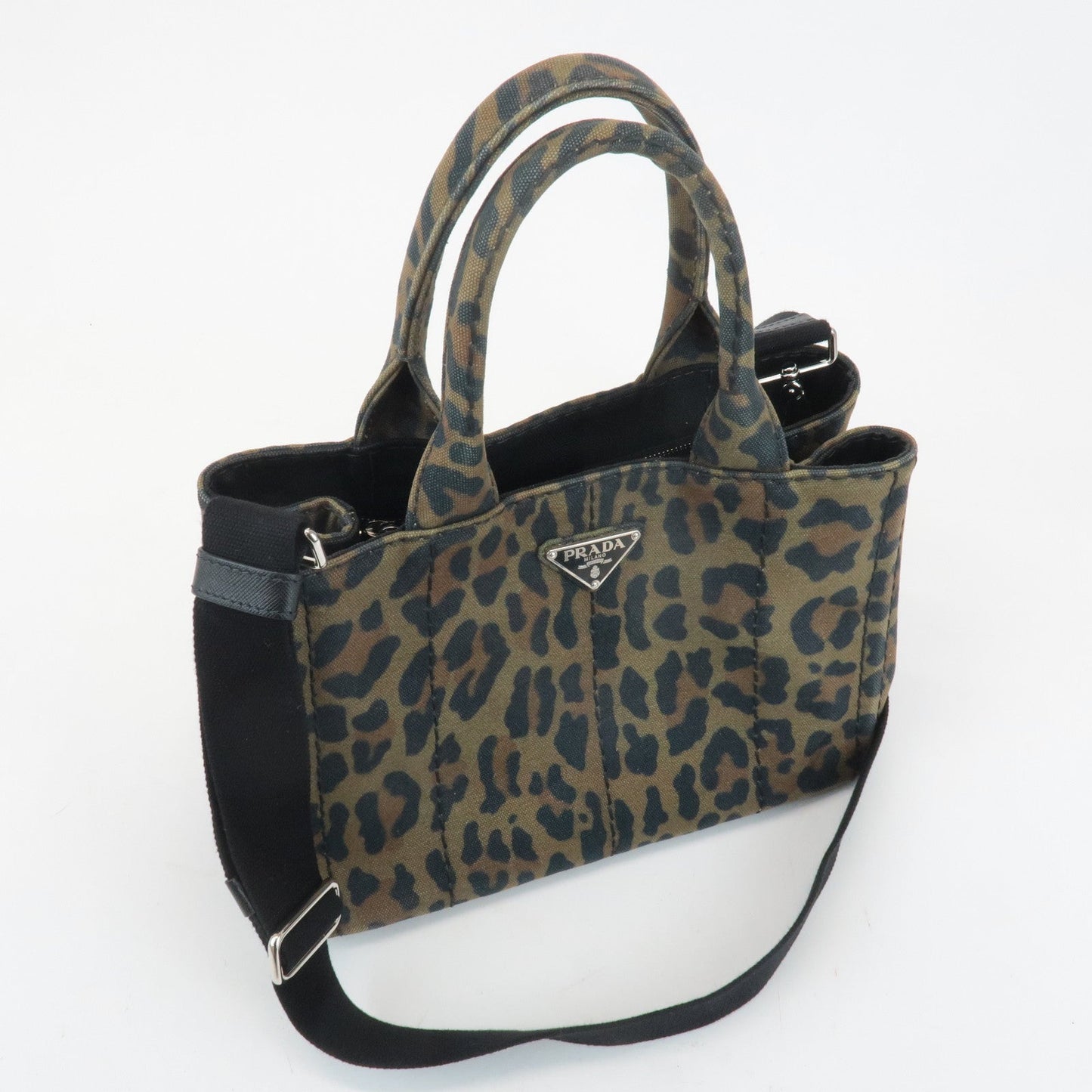 PRADA Canapa Canvas 2Way Bag Hand Bag Shoulder Bag Camouflage B2642B