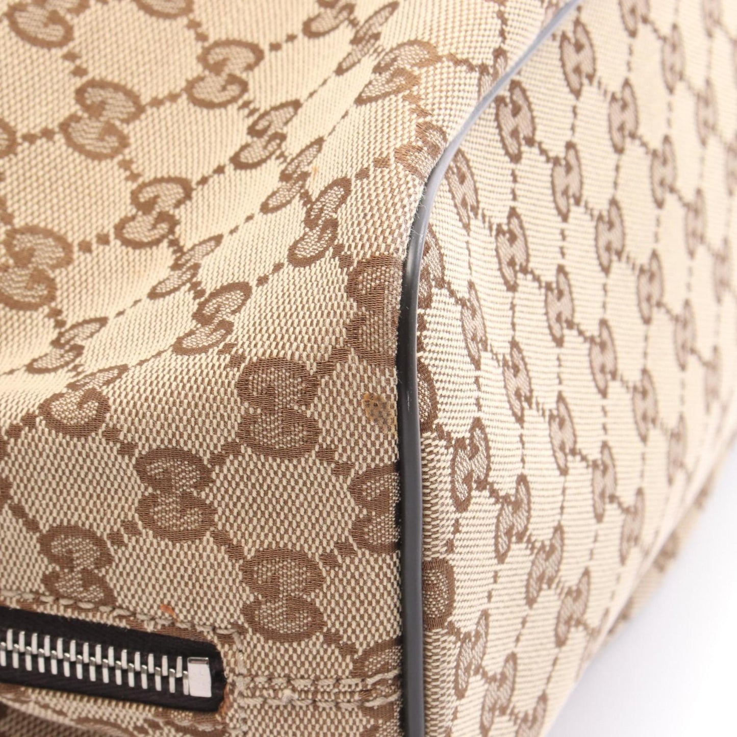 Gucci Beige Brown Gg Canvas Leather Backpack ( )