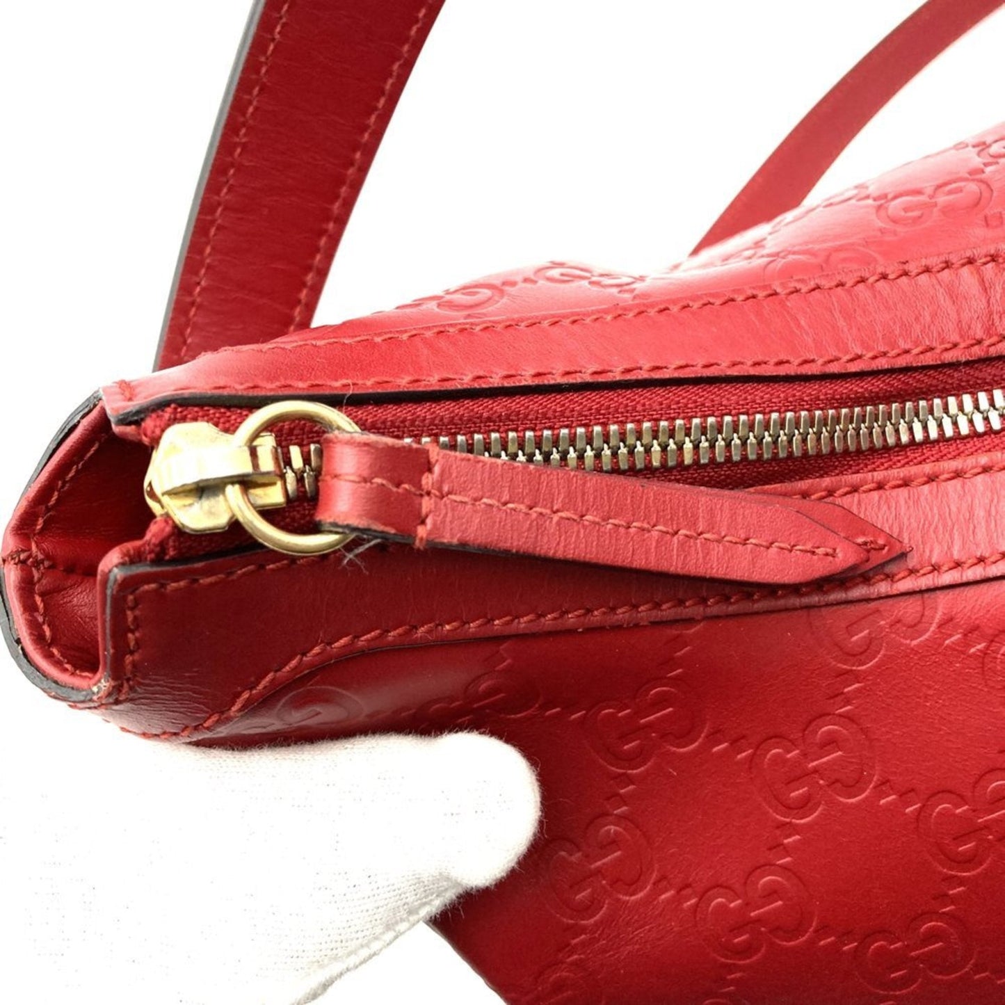 Gucci Red Color Leather Handbag Shoulder Bag ( )