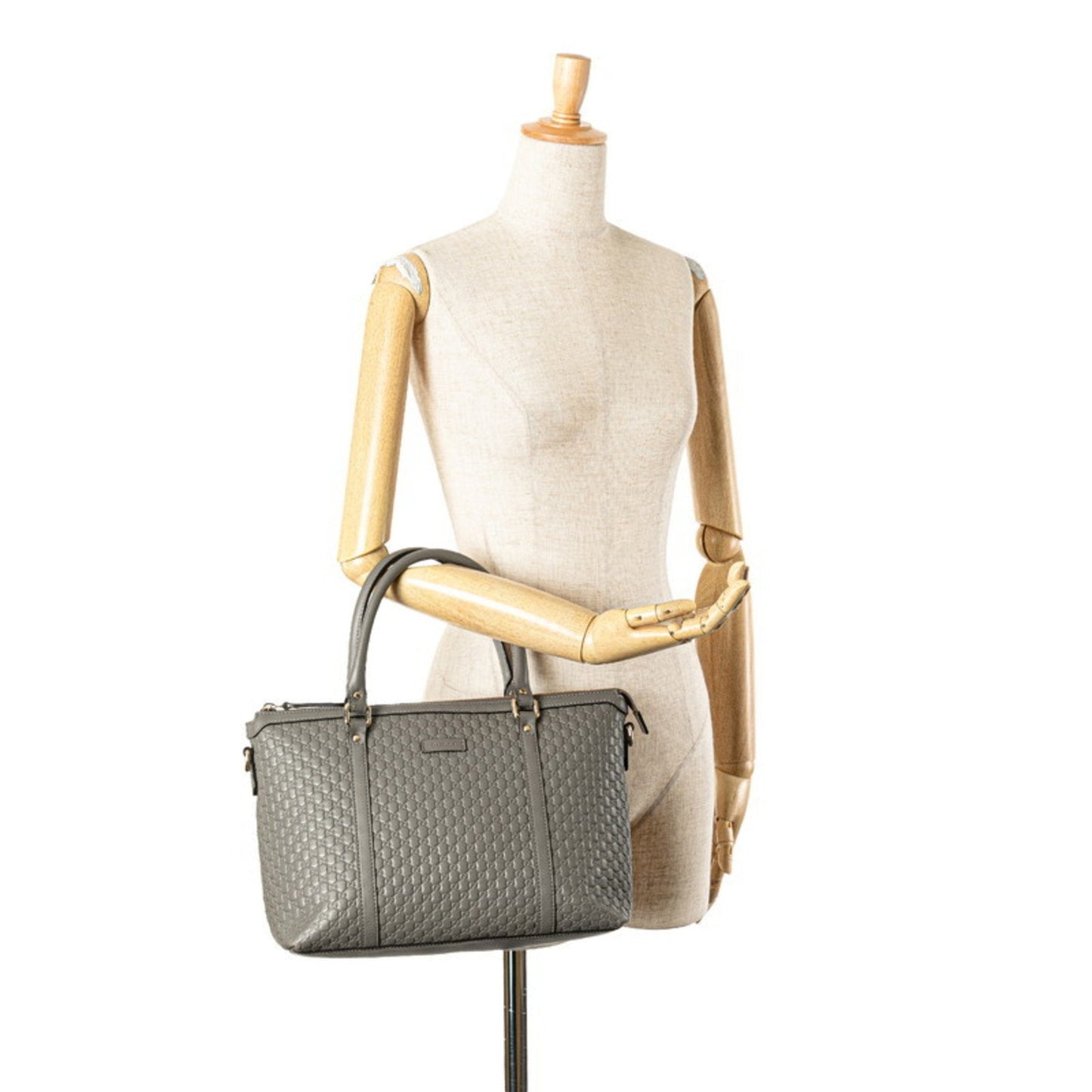 Gucci Gray Leather Shoulder Bag Tote Bag ( )