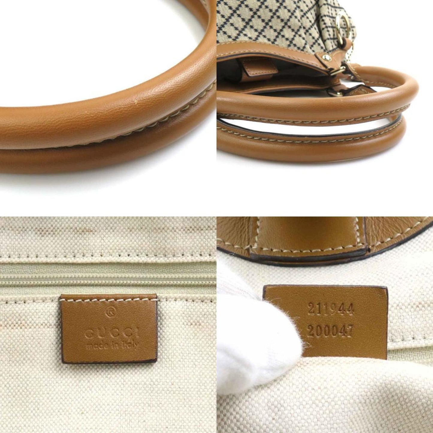 Gucci Black Brown Canvas Leather Handbag ( )