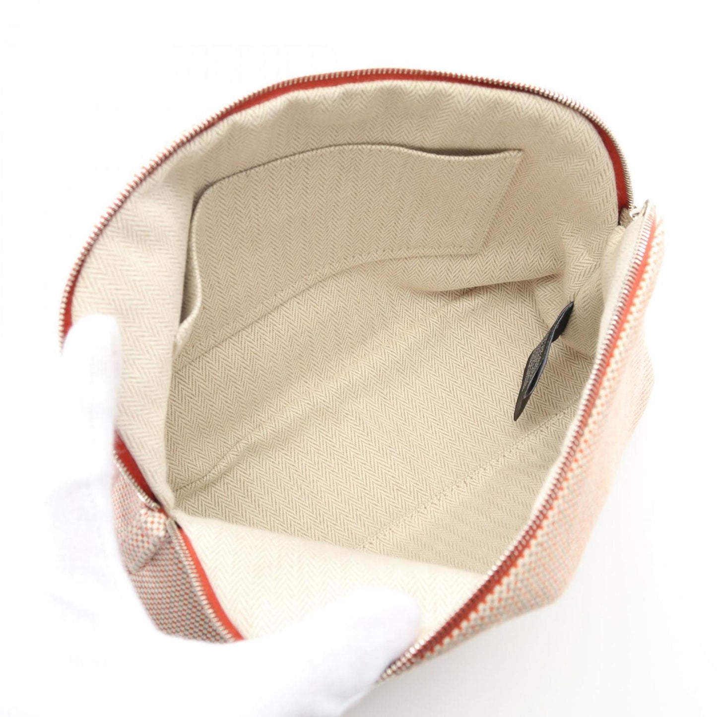 Hermes Multi-Color Red Color Canvas Leather Pouch ( )