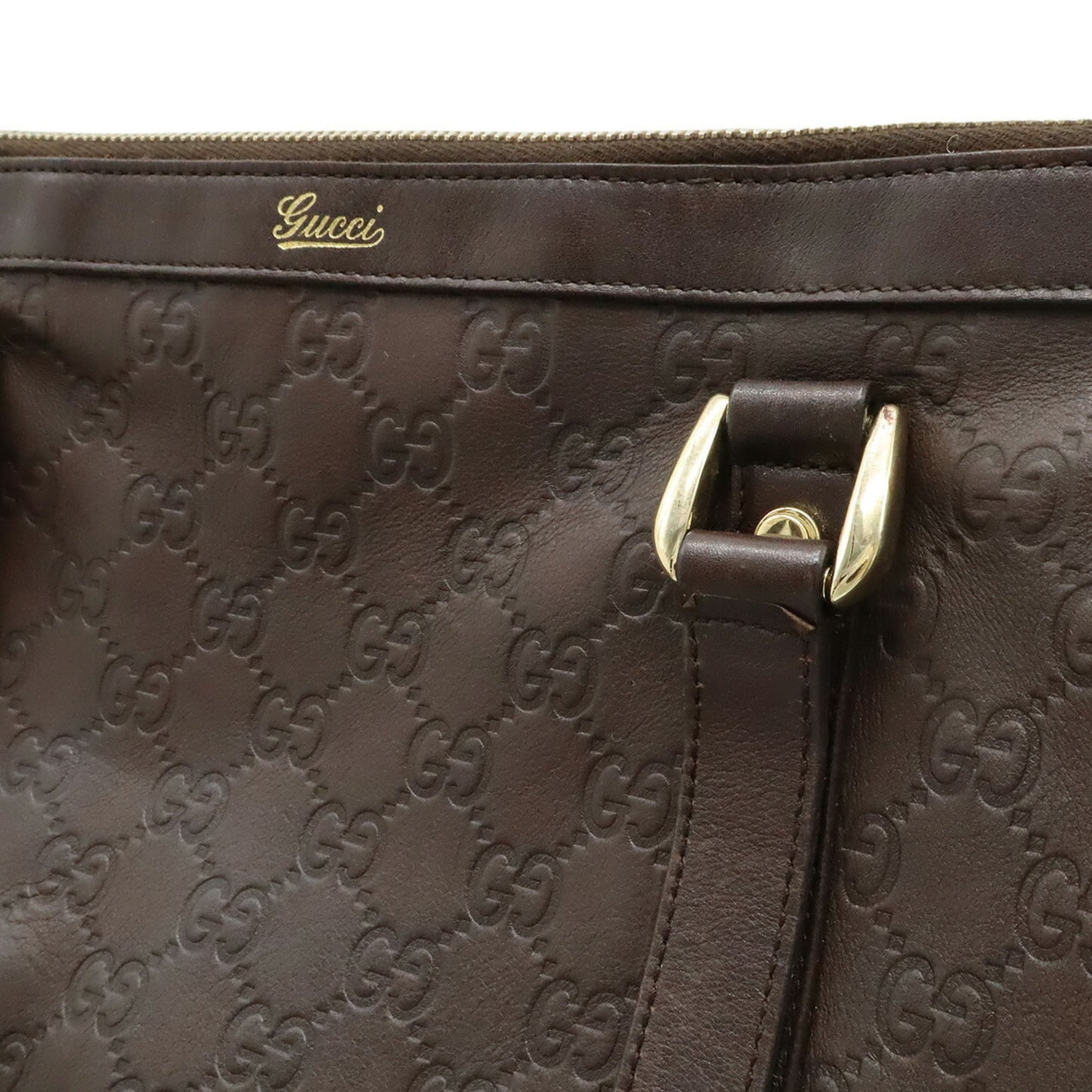 Gucci Brown Dark Brown Gg Leather Leather Shoulder Bag Tote Bag ( )
