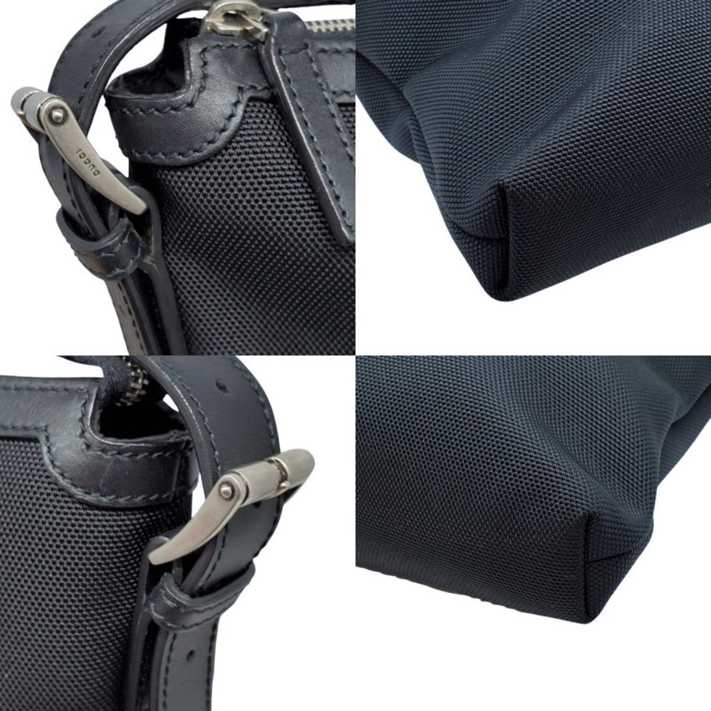 Gucci Sherry Line Black Canvas Leather Shoulder Bag ( )