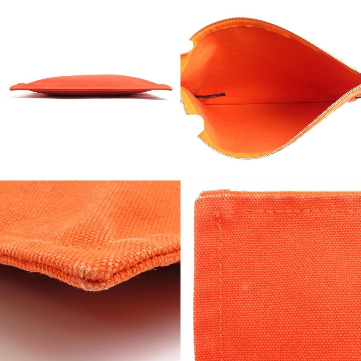 Hermes Orange Canvas Pouch ( )