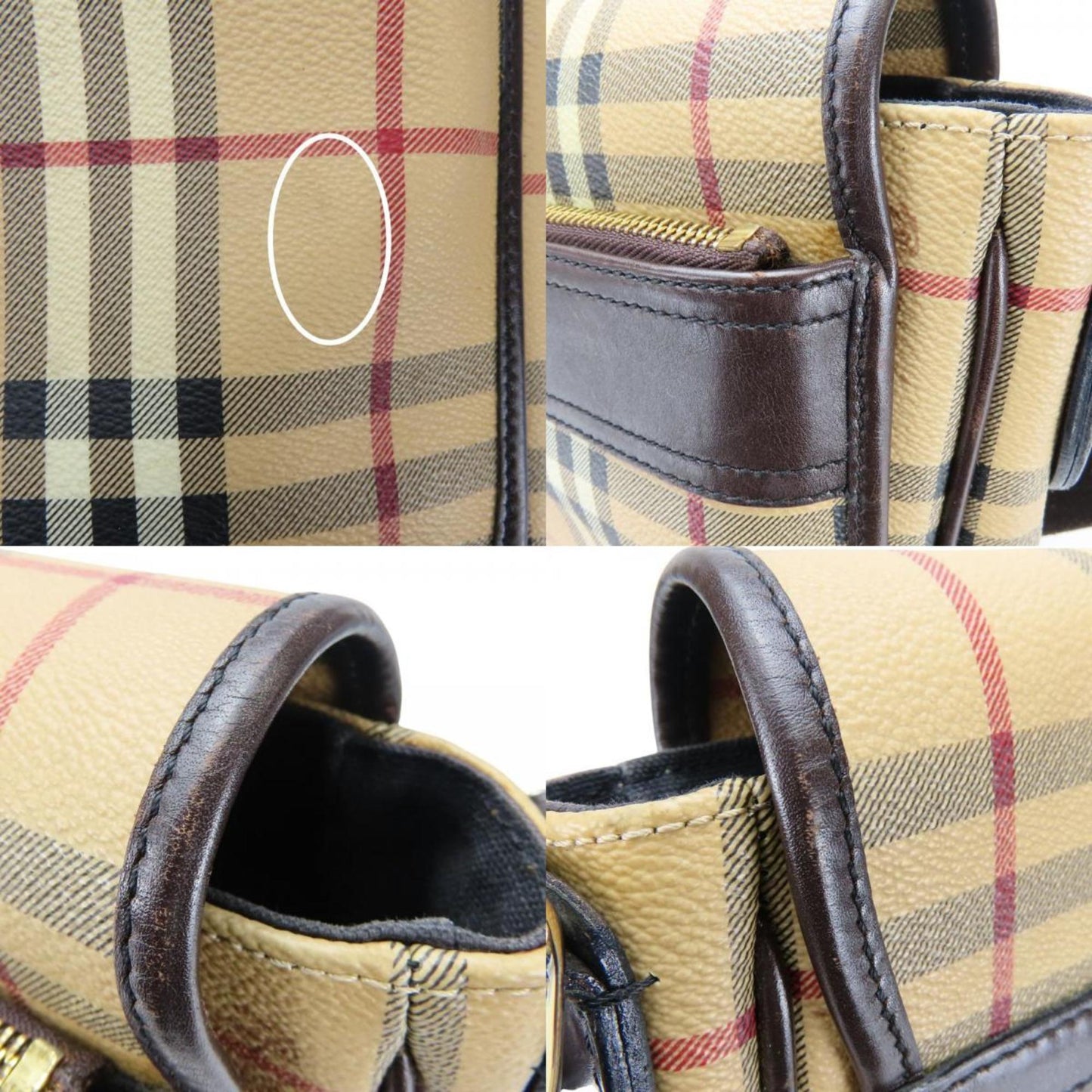 Burberry Beige Brown Pvc Leather Shoulder Bag ( )