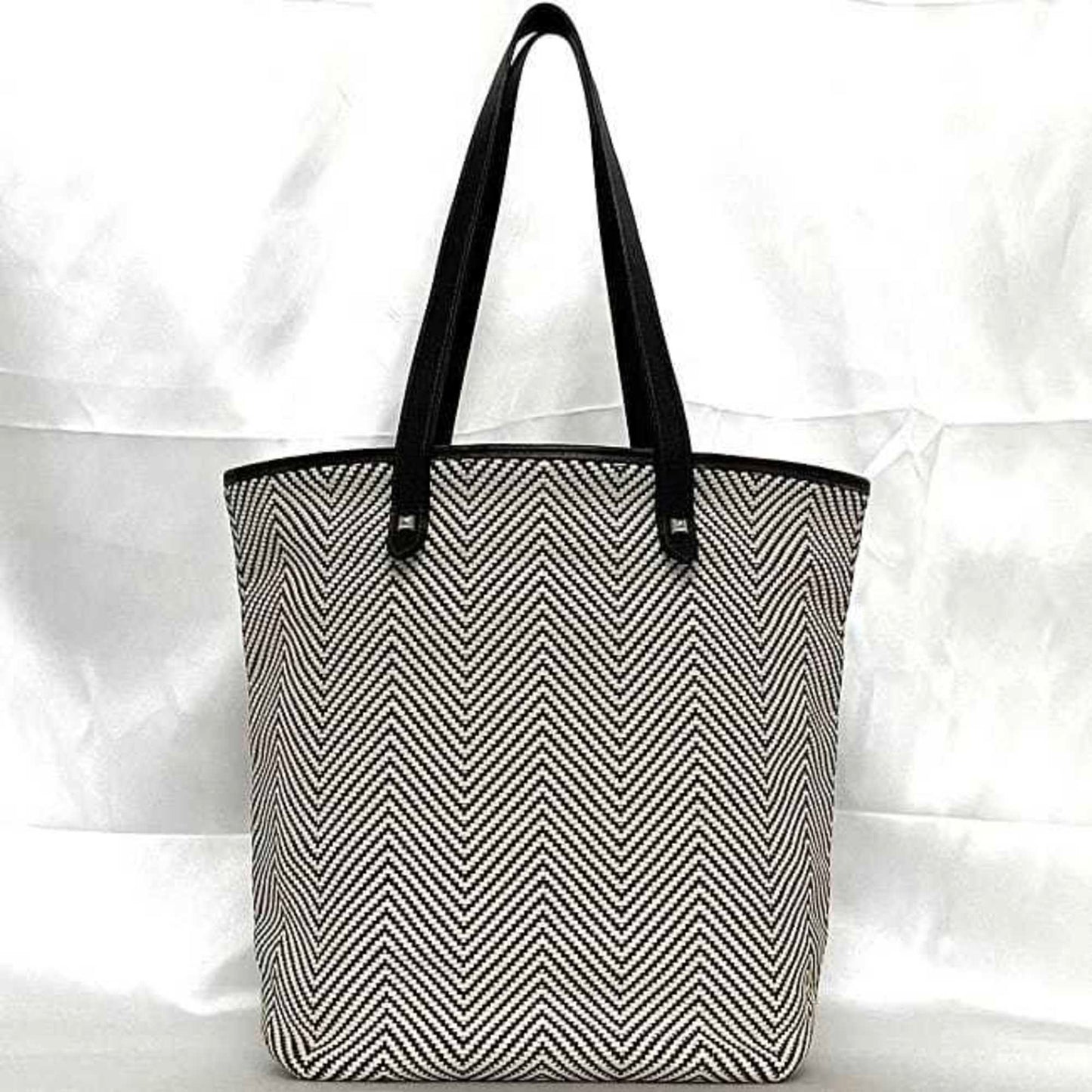 Hermes Brown White Polyester Leather Tote Bag ( )