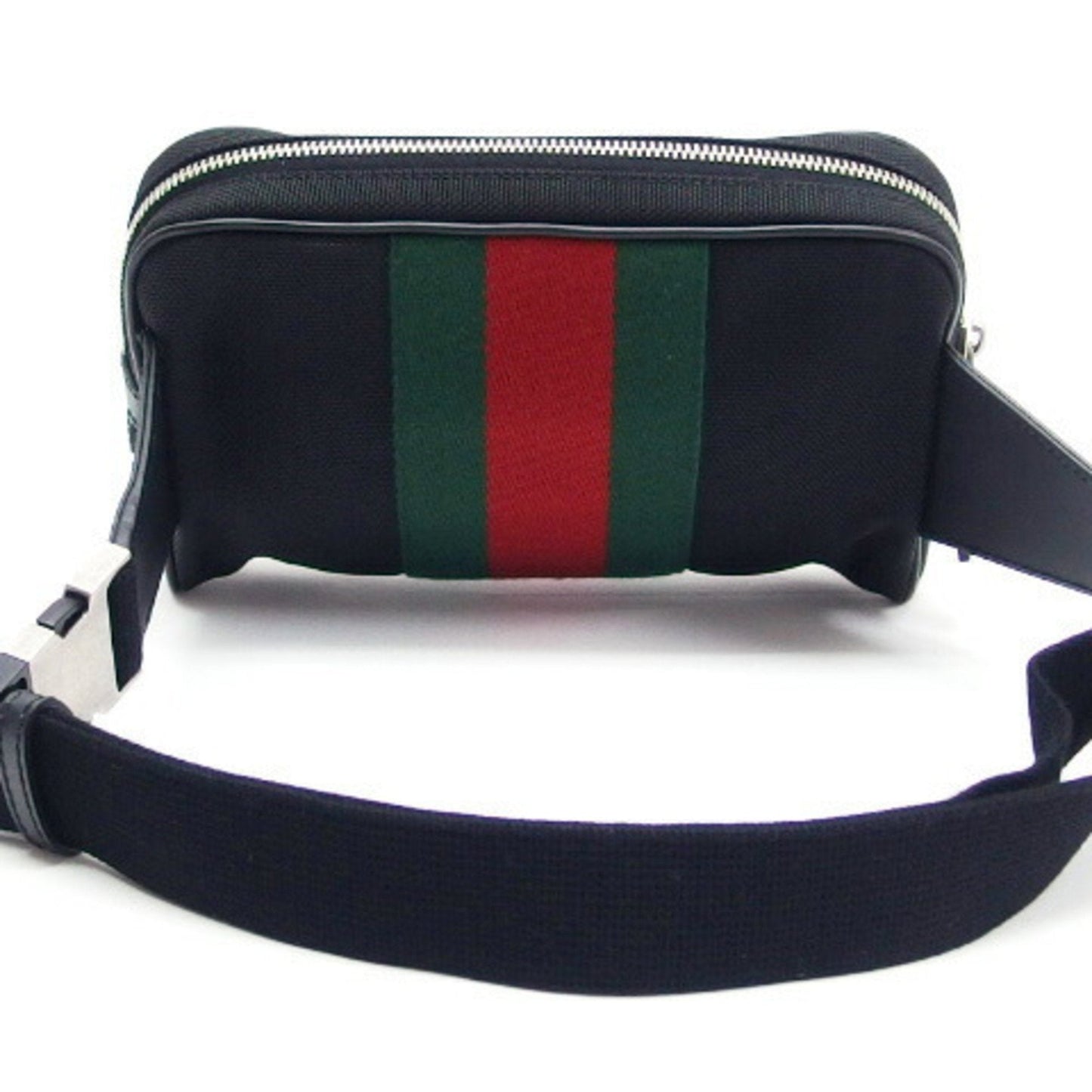 Gucci Sherry Line Black Leather Canvas Handbag