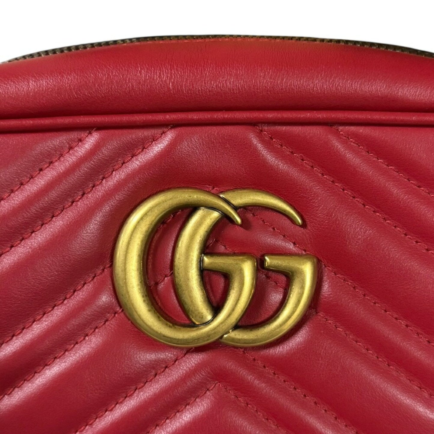 Gucci Gg Marmont Red Color Leather Shoulder Bag ( )