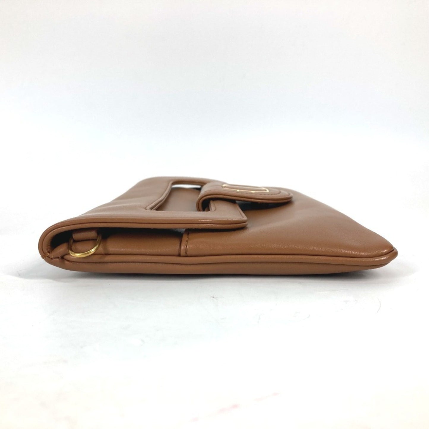 Christian Dior Brown Leather Clutch Bag Handbag Shoulder Bag ()