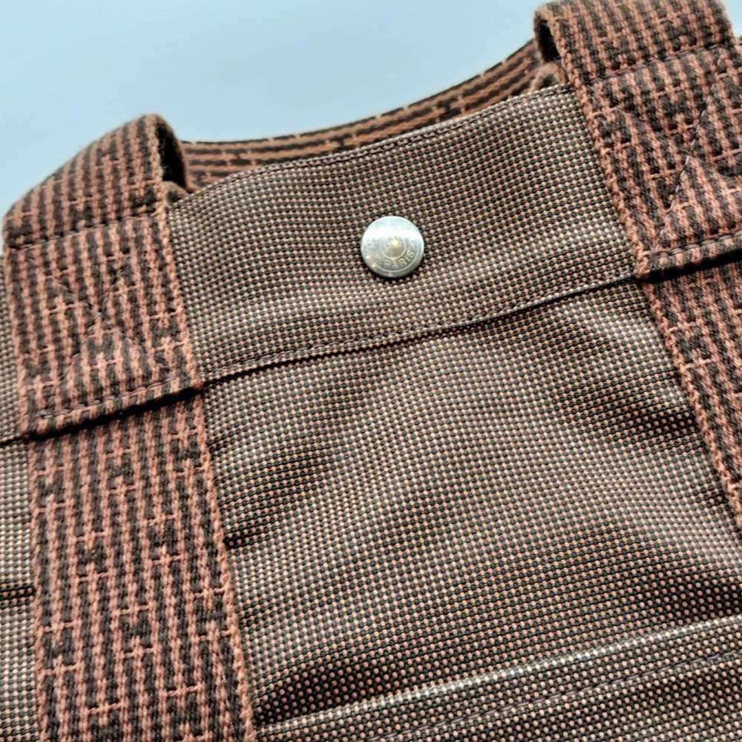 Hermes Her Line Brown Canvas Handbag Tote Bag ( )
