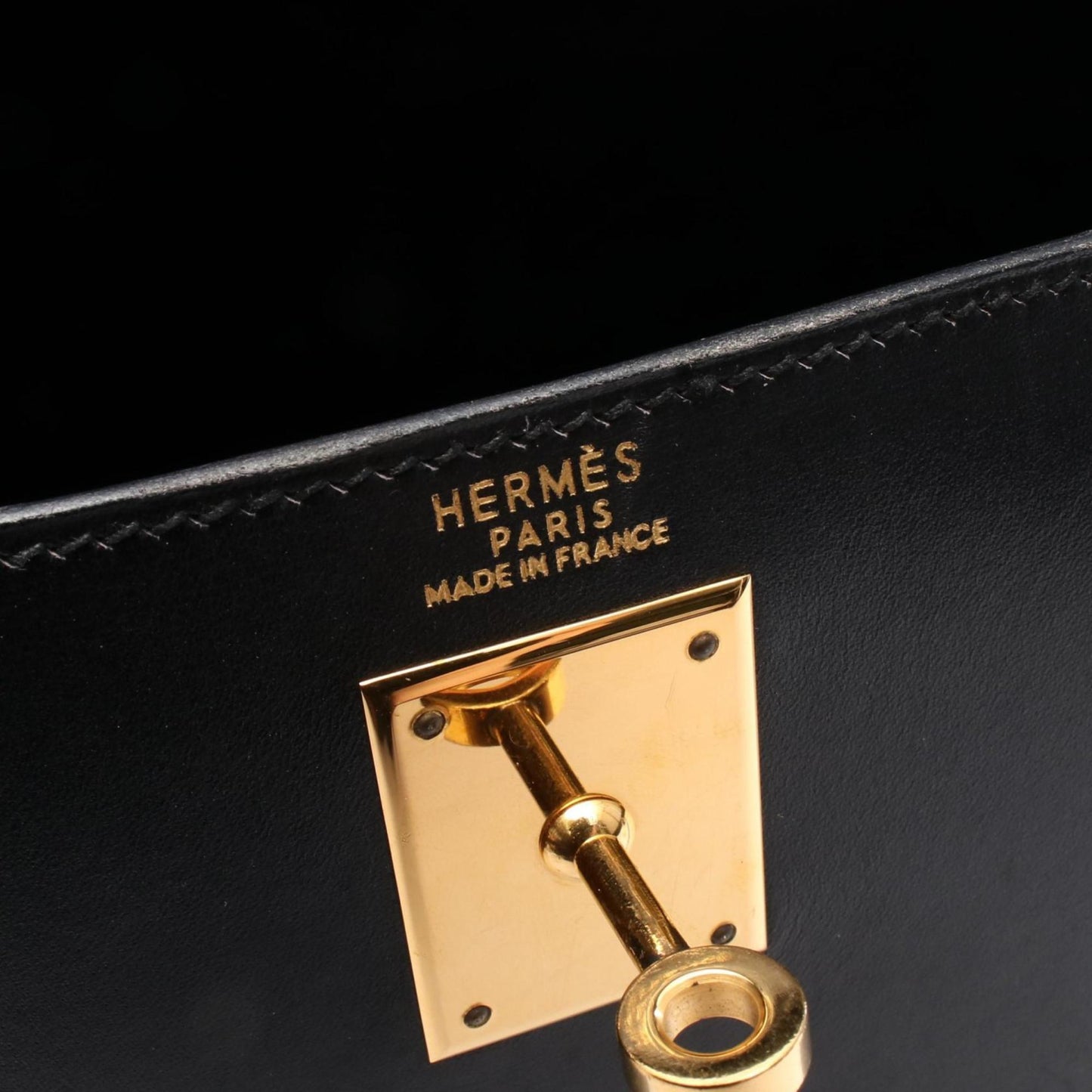 Hermes Kelly Black Box Calf Leather Handbag ( )