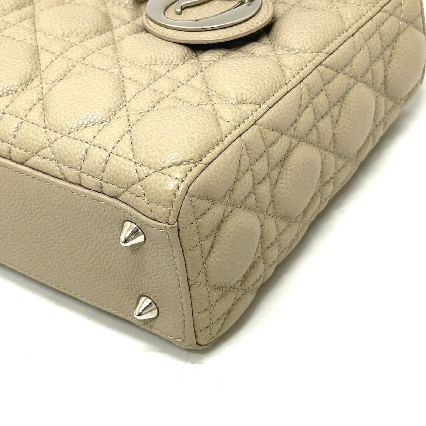 Christian Dior Lady Dior Beige Leather Handbag ()