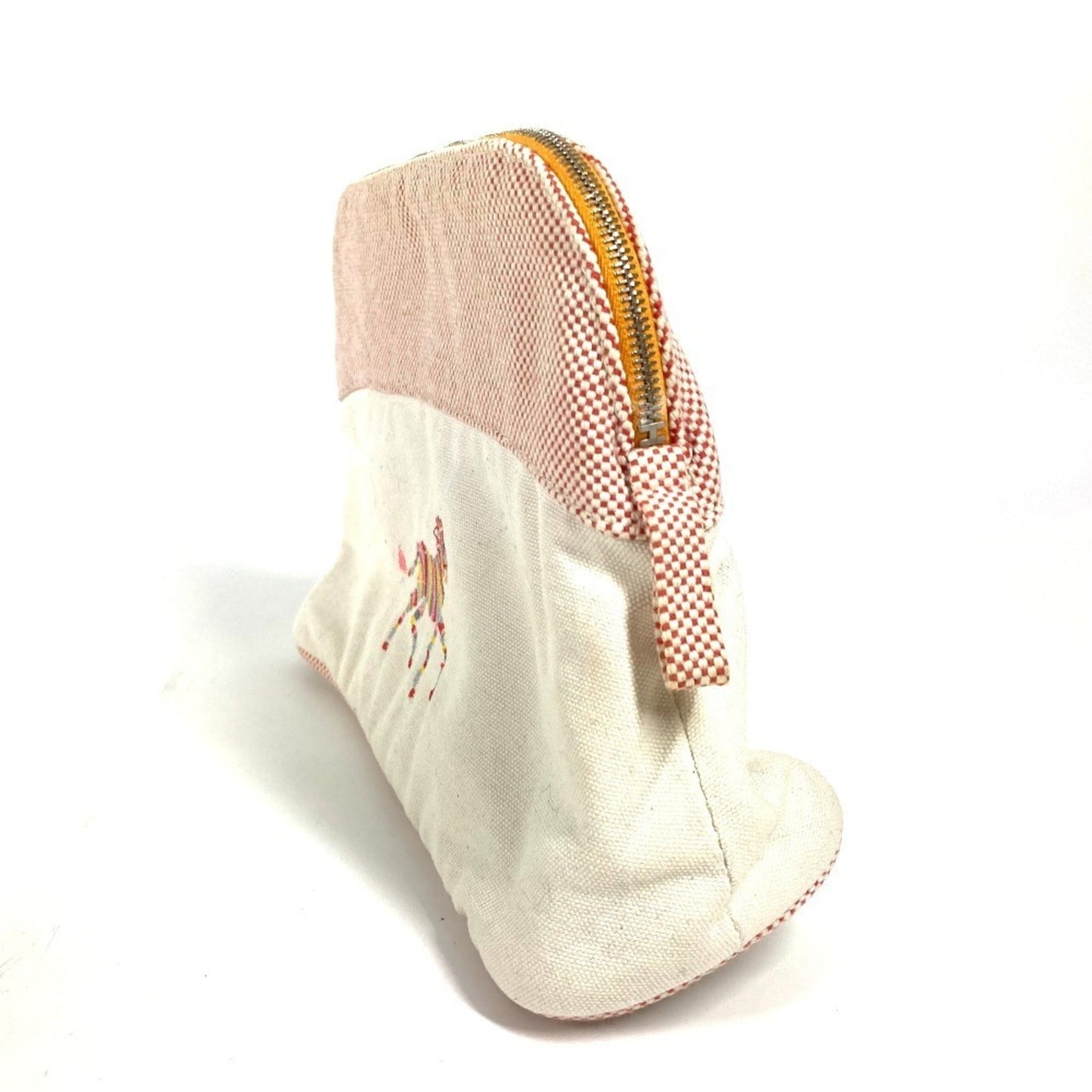 Hermes Pink White Canvas Pouch Wash Bag ( )