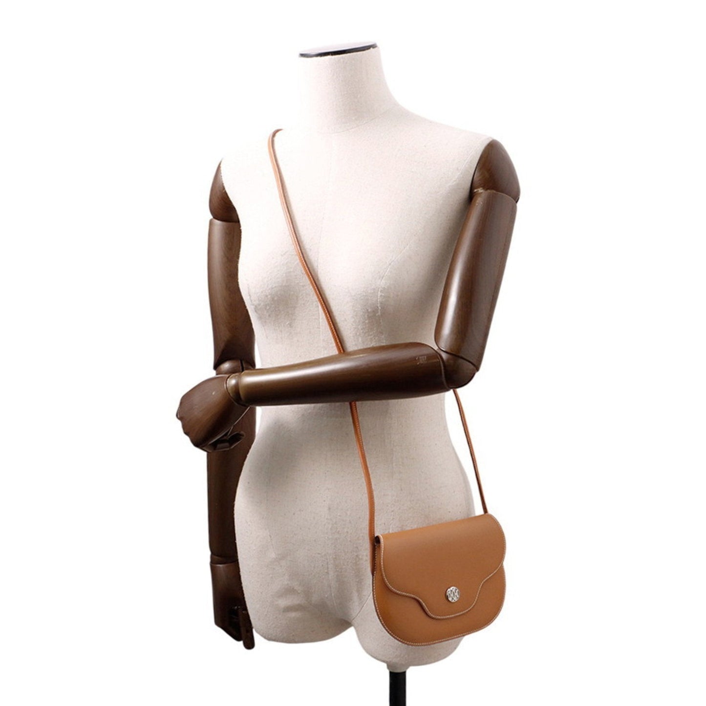 Hermes Brown Box Calf Leather Pochette Shoulder Bag ( )