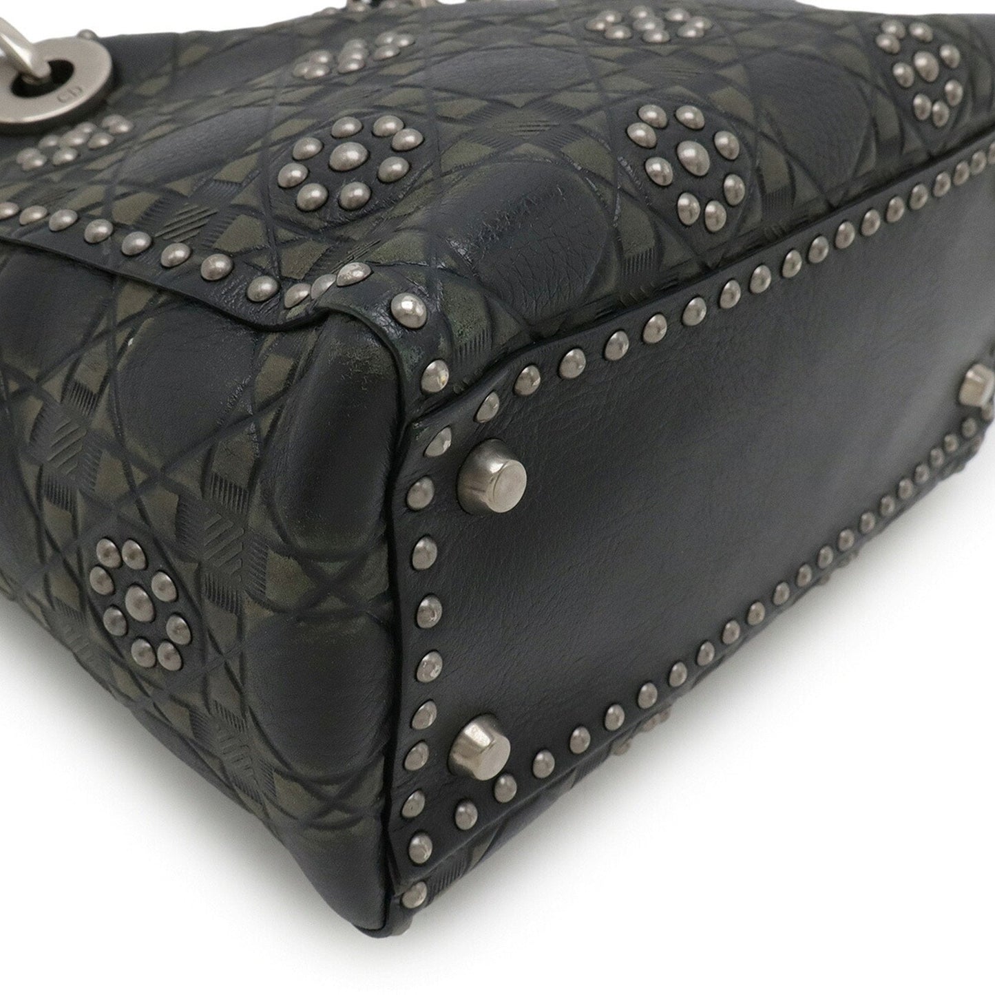 Christian Dior Black Khaki Leather Handbag Shoulder Bag ()